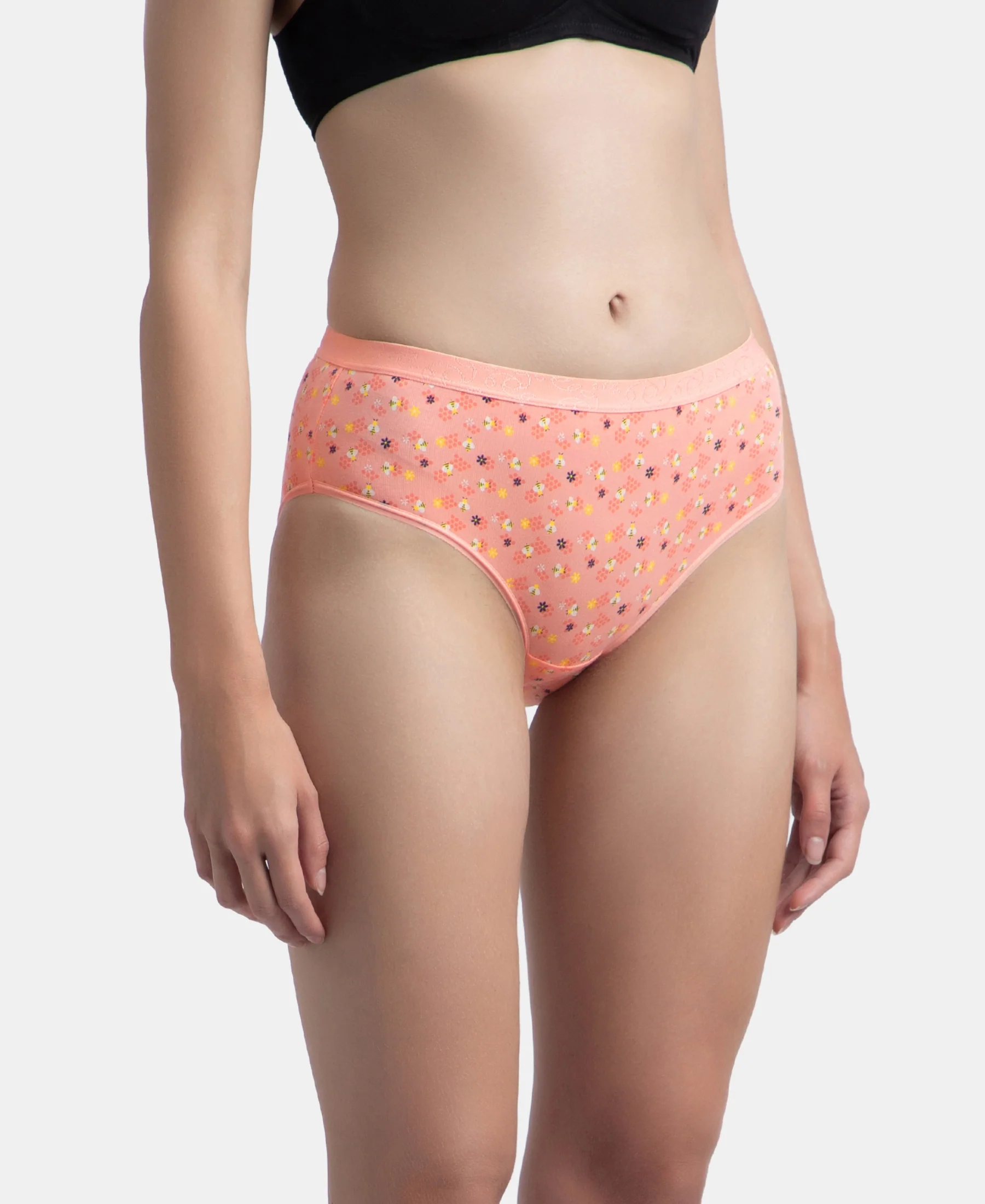 High Coverage Super Combed Cotton Elastane Stretch Mid Waist Hipster With Exposed Waistband - Valerian, Candlelight Peach & Classic Navy (Pack of 3) - Image 3
