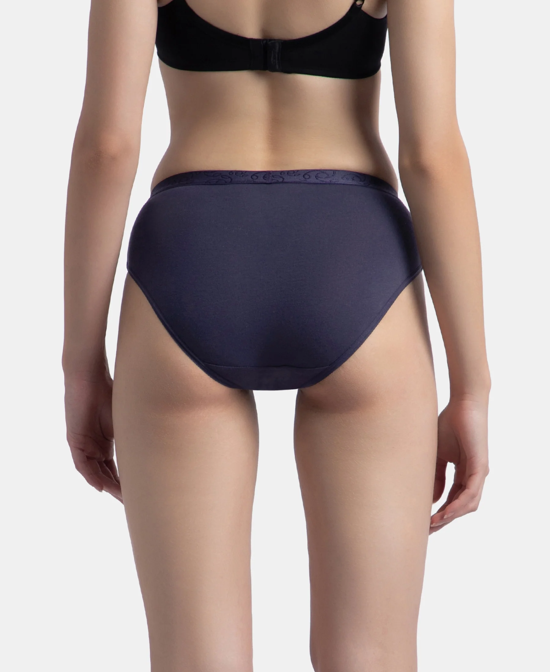 High Coverage Super Combed Cotton Elastane Stretch Mid Waist Hipster With Exposed Waistband - Valerian, Candlelight Peach & Classic Navy (Pack of 3) - Image 8