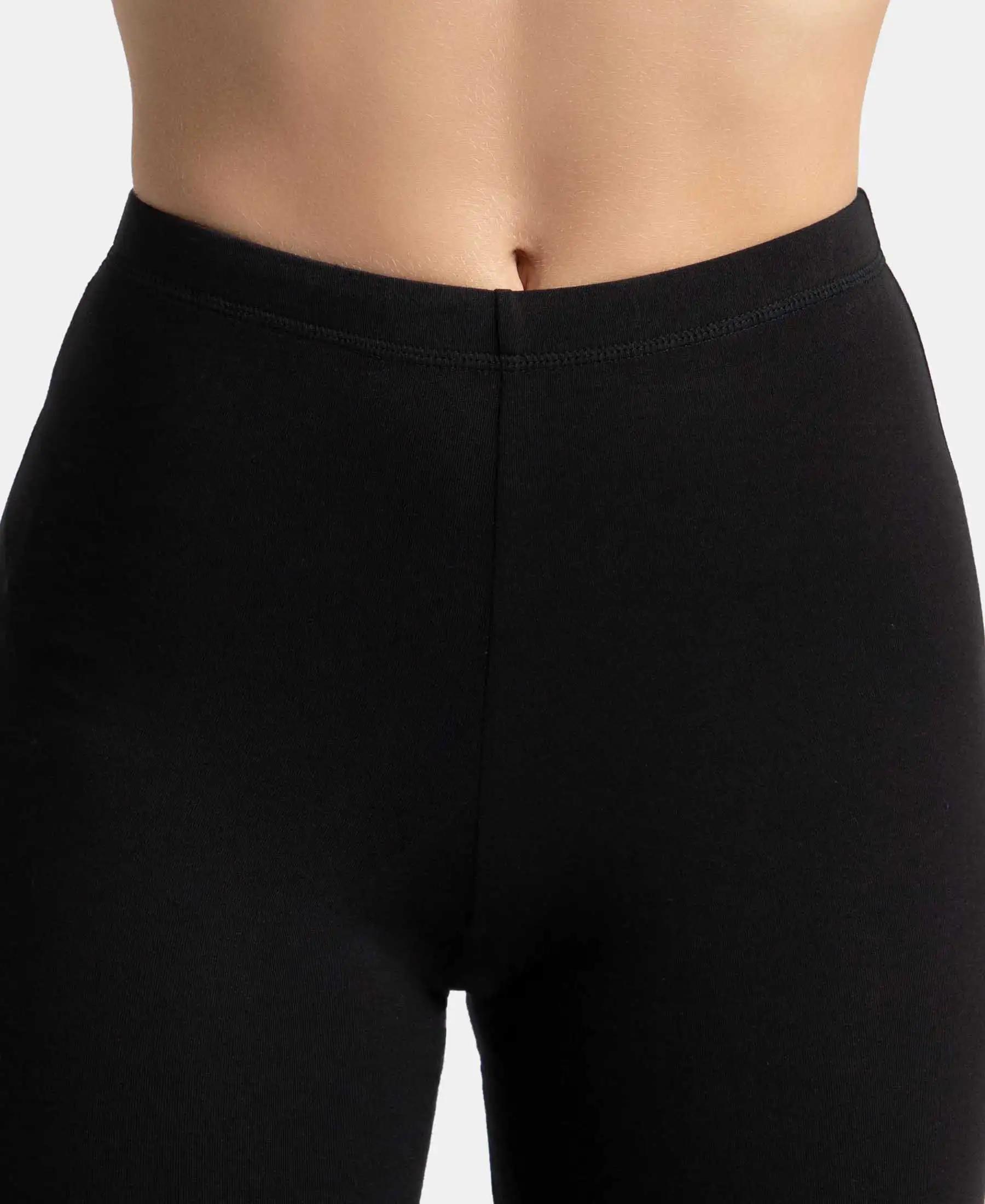 High Coverage Super Combed Cotton Elastane Stretch Shorties With Concealed Waistband - Black - Image 6