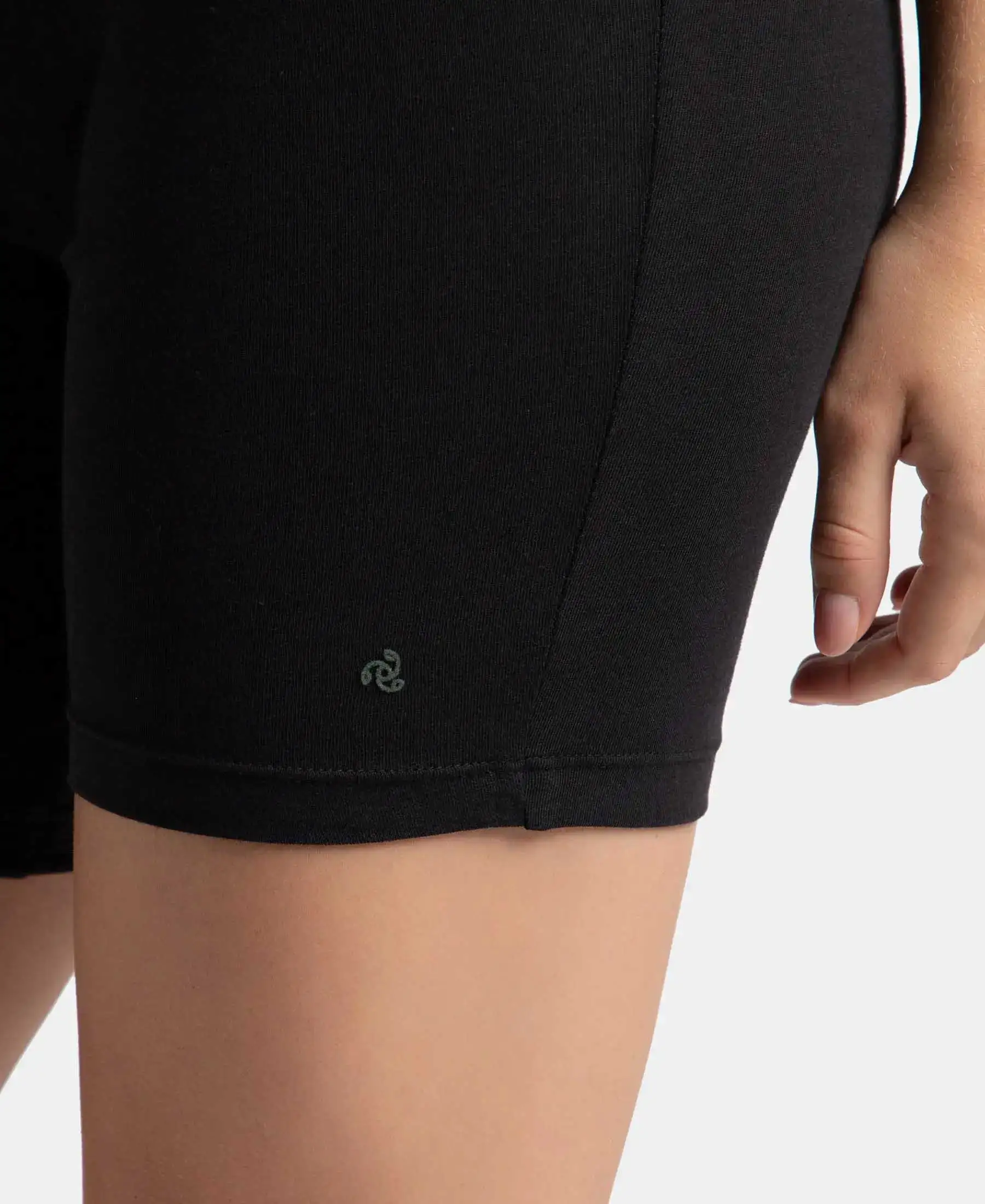 High Coverage Super Combed Cotton Elastane Stretch Shorties With Concealed Waistband - Black - Image 8