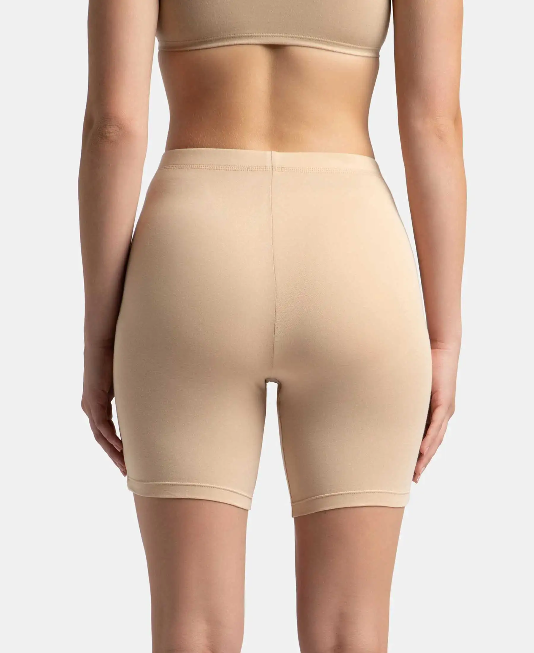 High Coverage Super Combed Cotton Elastane Stretch Shorties With Concealed Waistband - Skin - Image 3
