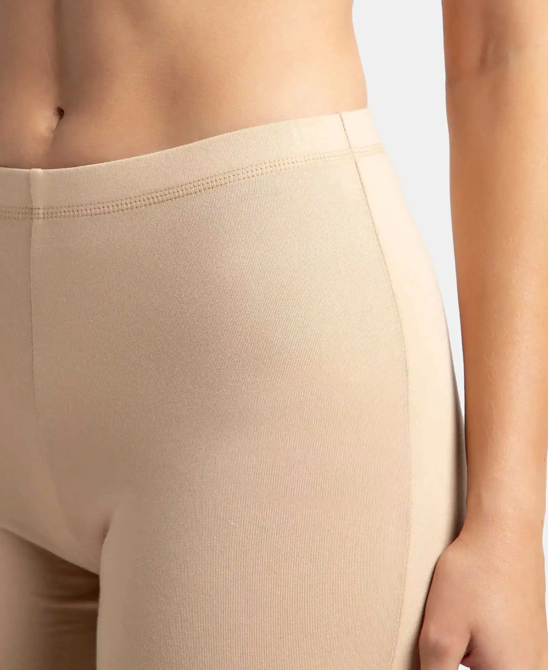High Coverage Super Combed Cotton Elastane Stretch Shorties With Concealed Waistband - Skin - Image 7