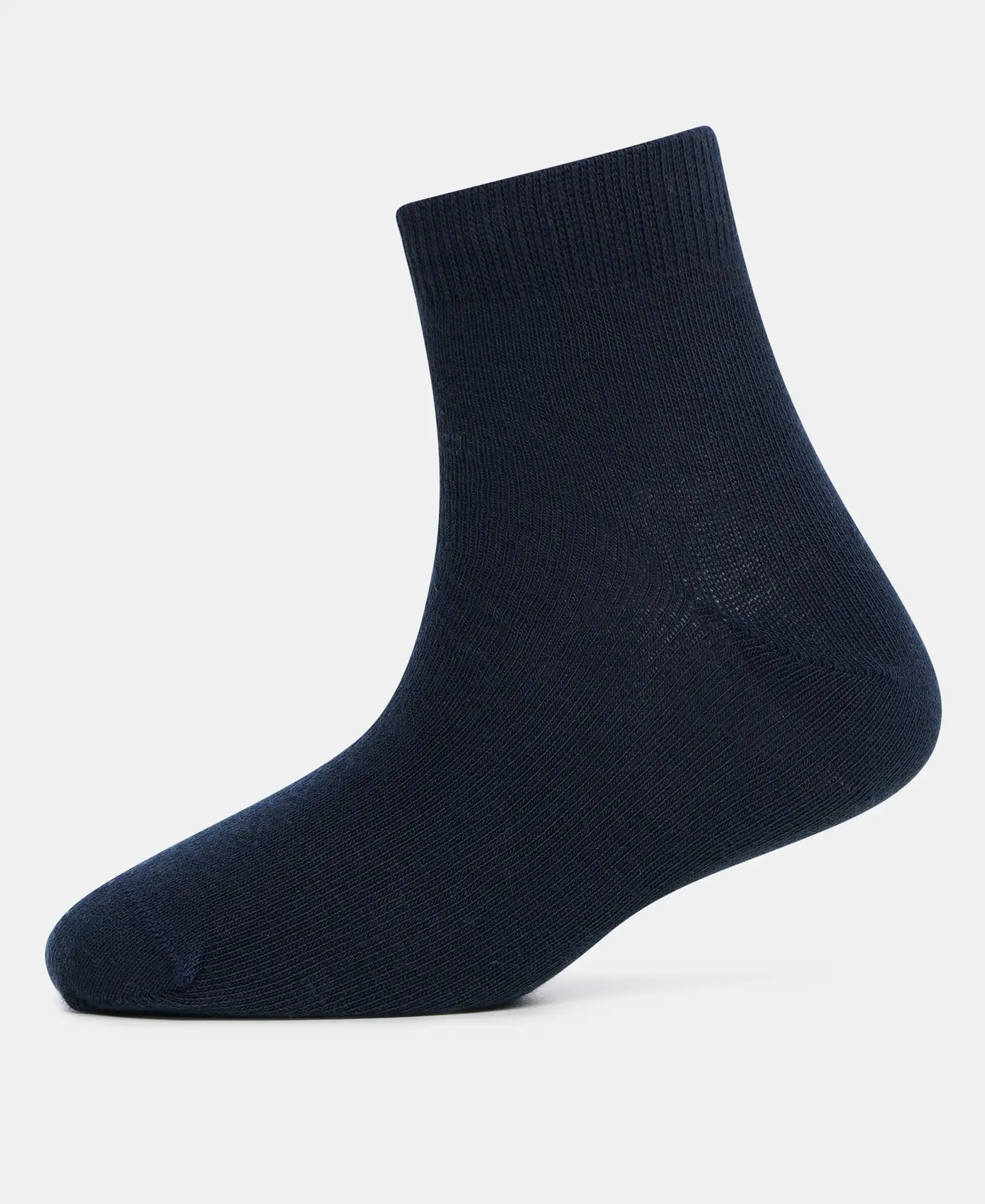 Kid's Compact Cotton Stretch Solid Ankle Length Socks With StayFresh Treatment - Navy - Image 5