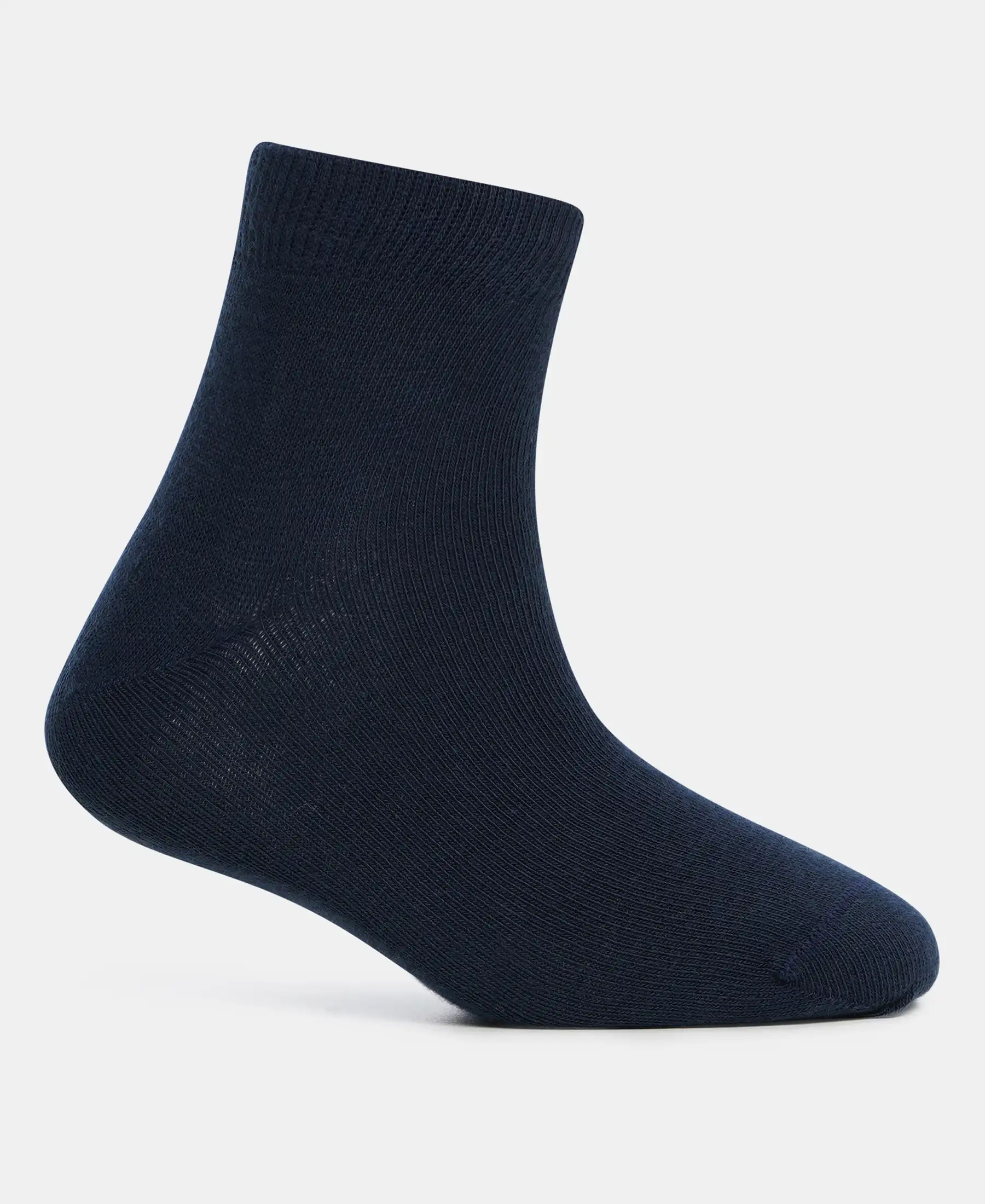 Kid's Compact Cotton Stretch Solid Ankle Length Socks With StayFresh Treatment - Navy (Pack of 2) - Image 4