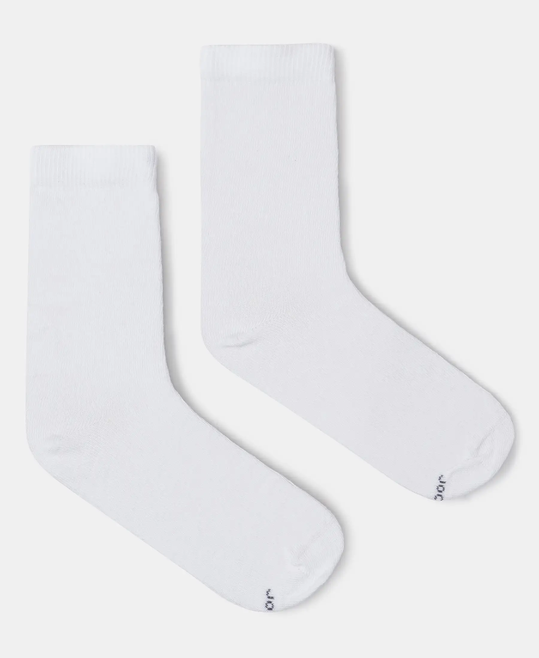 Kid's Compact Cotton Stretch Solid Calf Length Socks With StayFresh Treatment - White (Pack of 2) - Image 2