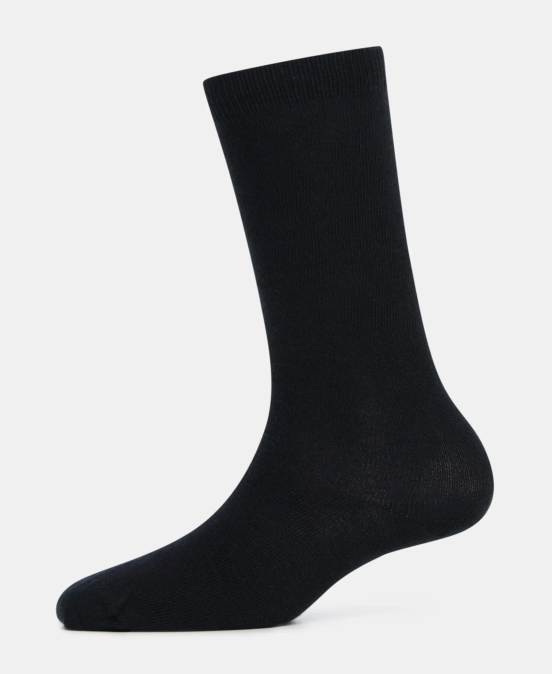 Kid's Compact Cotton Stretch Solid Knee Length Socks With StayFresh Treatment - Black (Pack of 2) - Image 6