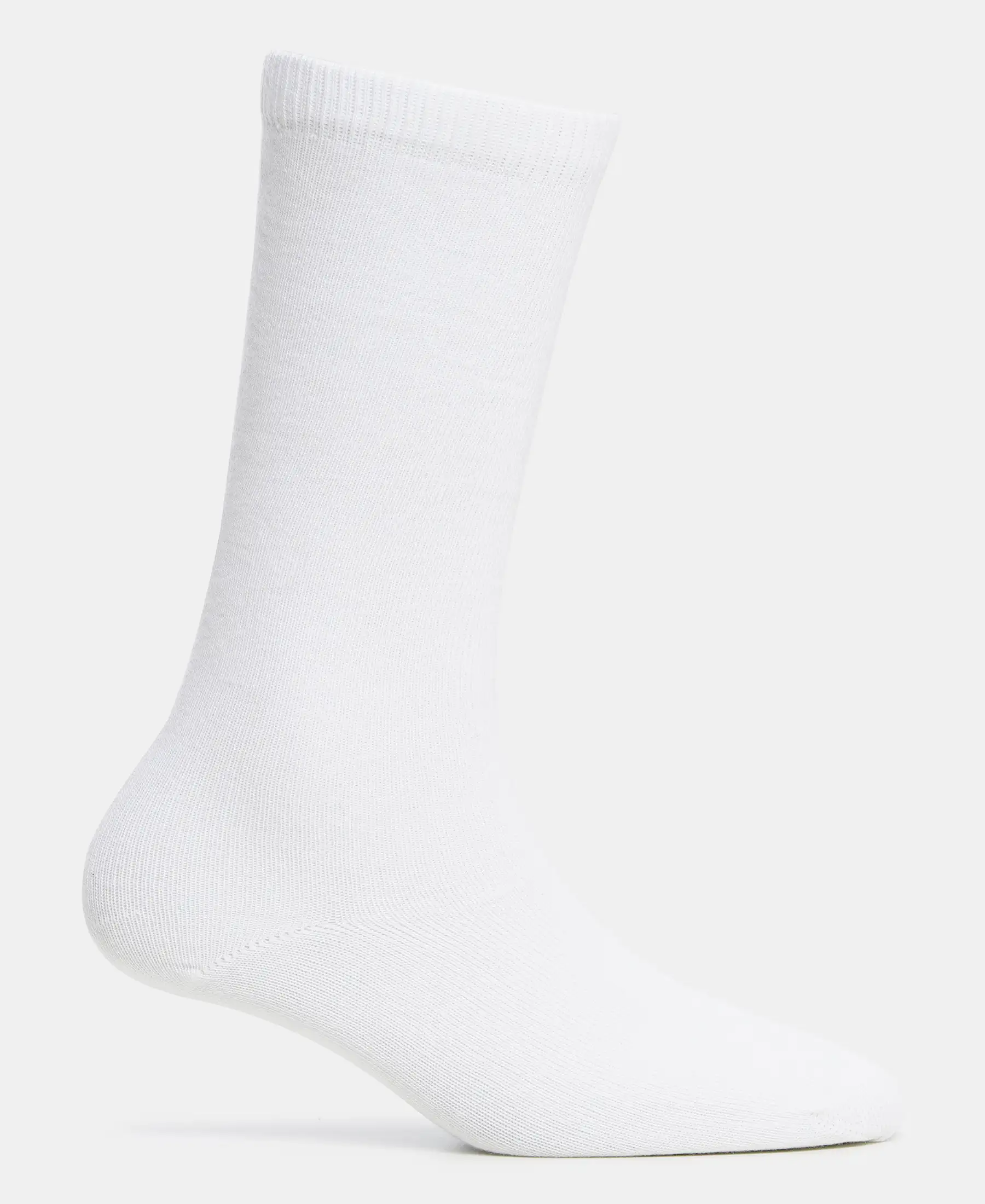 Kid's Compact Cotton Stretch Solid Knee Length Socks With StayFresh Treatment - White (Pack of 2) - Image 3