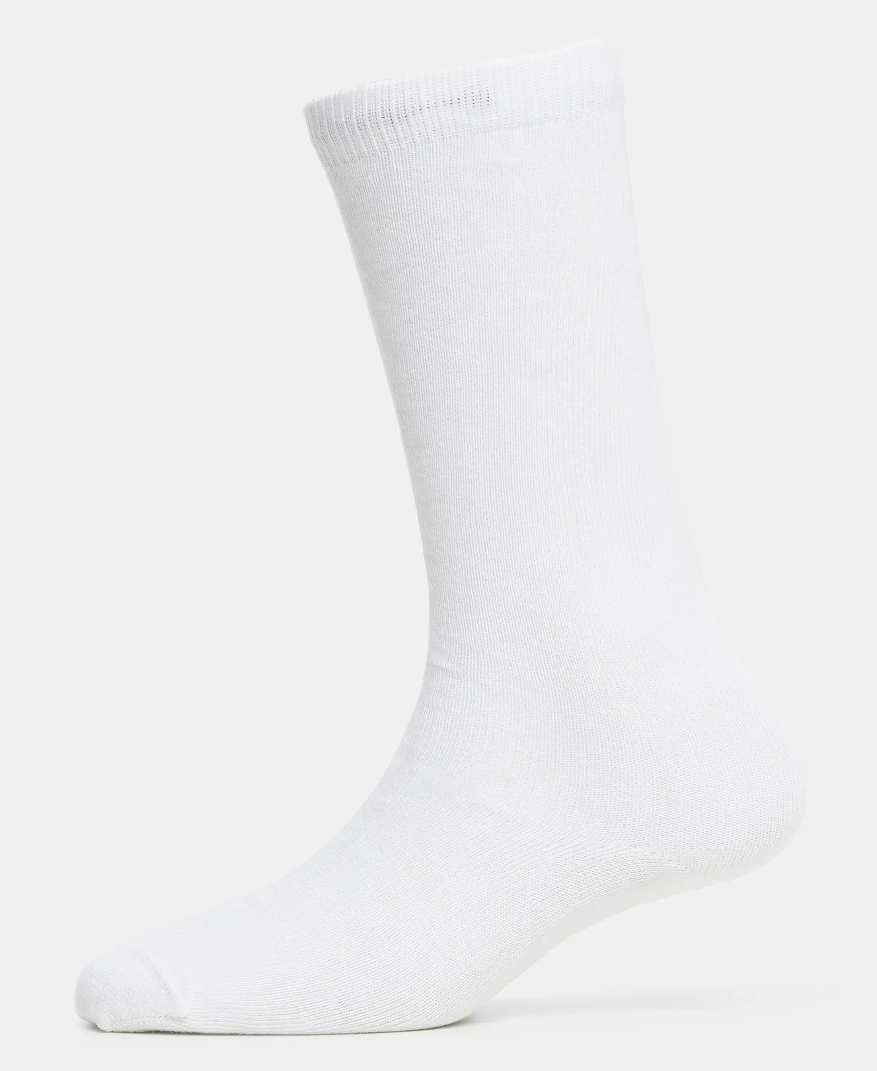 Kid's Compact Cotton Stretch Solid Knee Length Socks With StayFresh Treatment - White (Pack of 2) - Image 4