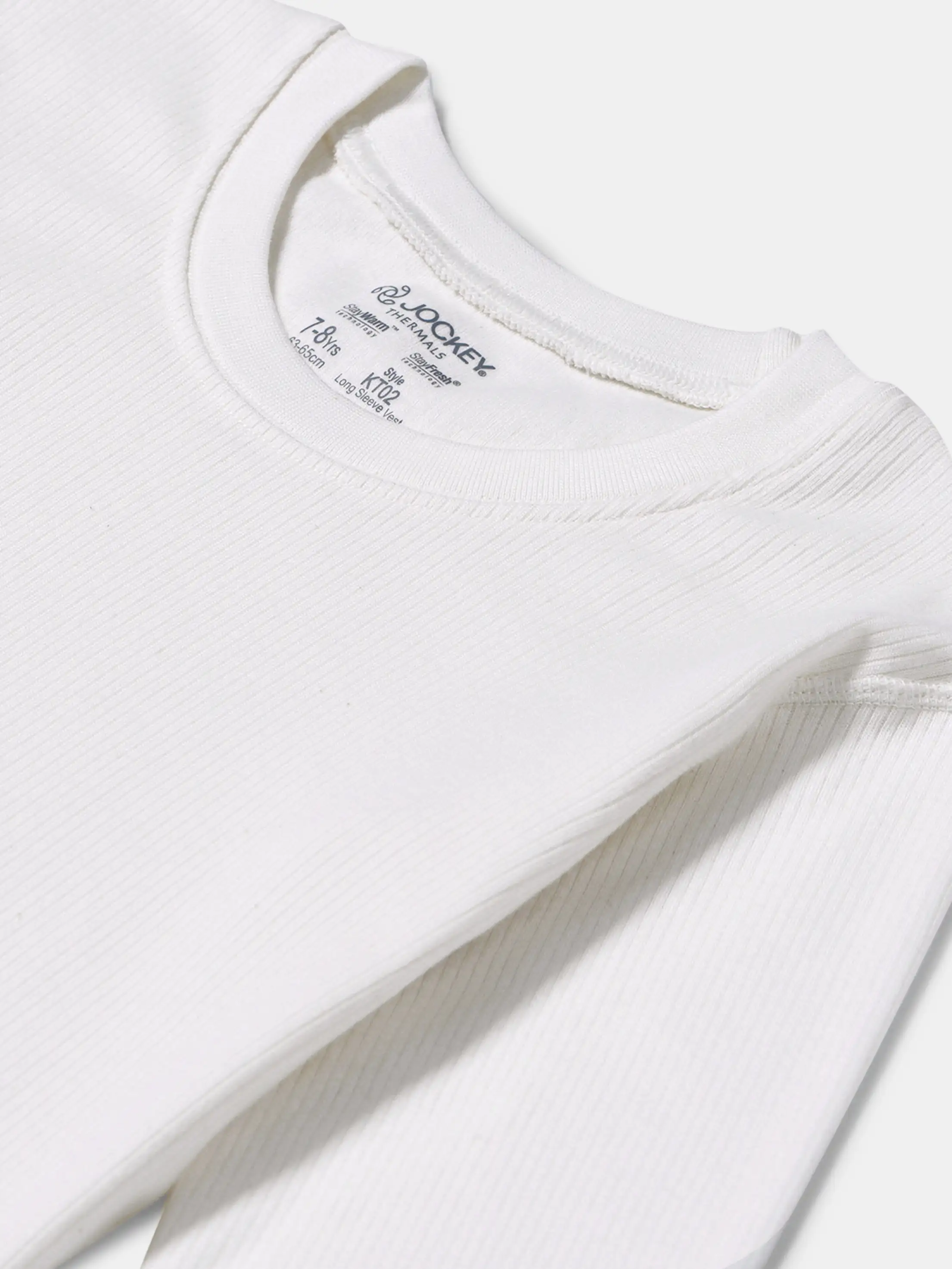 Extra Warmth Kid's Super Combed Cotton Rich Full Sleeve Thermal Undershirt with StayWarm Treatment - Off White - Image 3