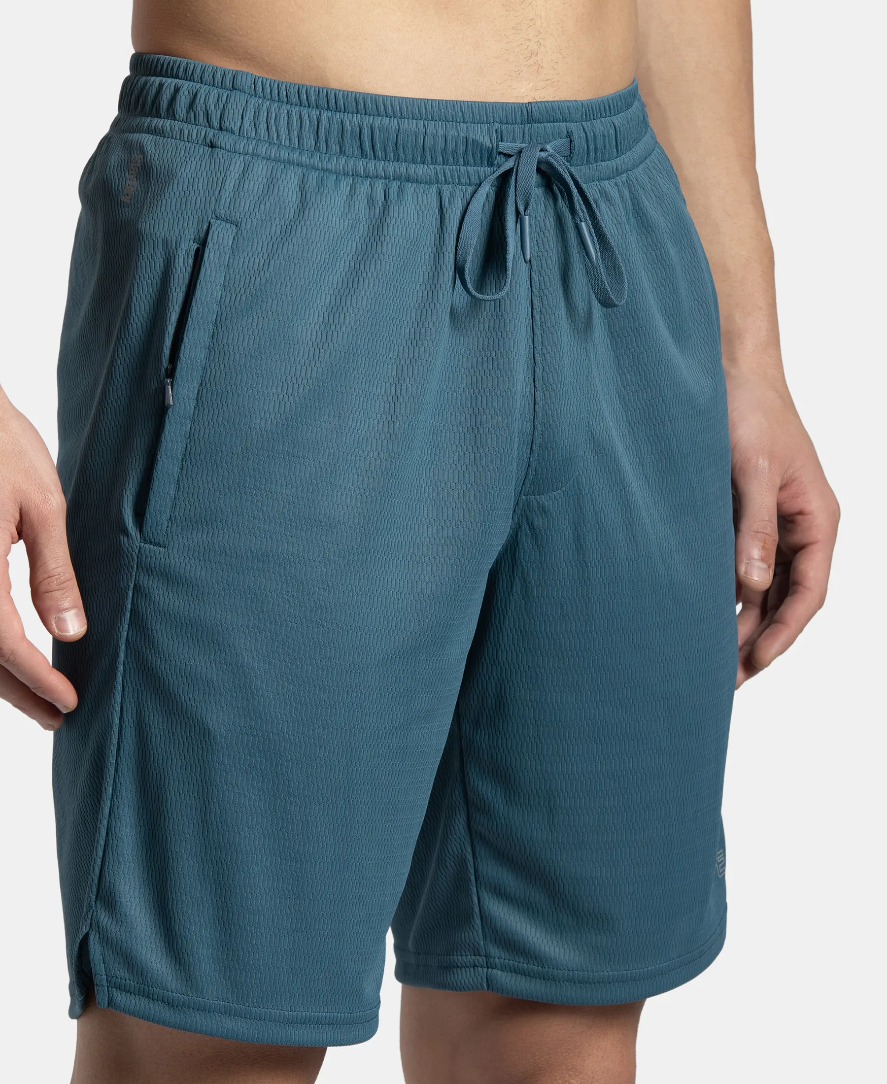 Lightweight and Breathable Microfiber Shorts with StayFresh Treatment - Indian Teal - Image 7