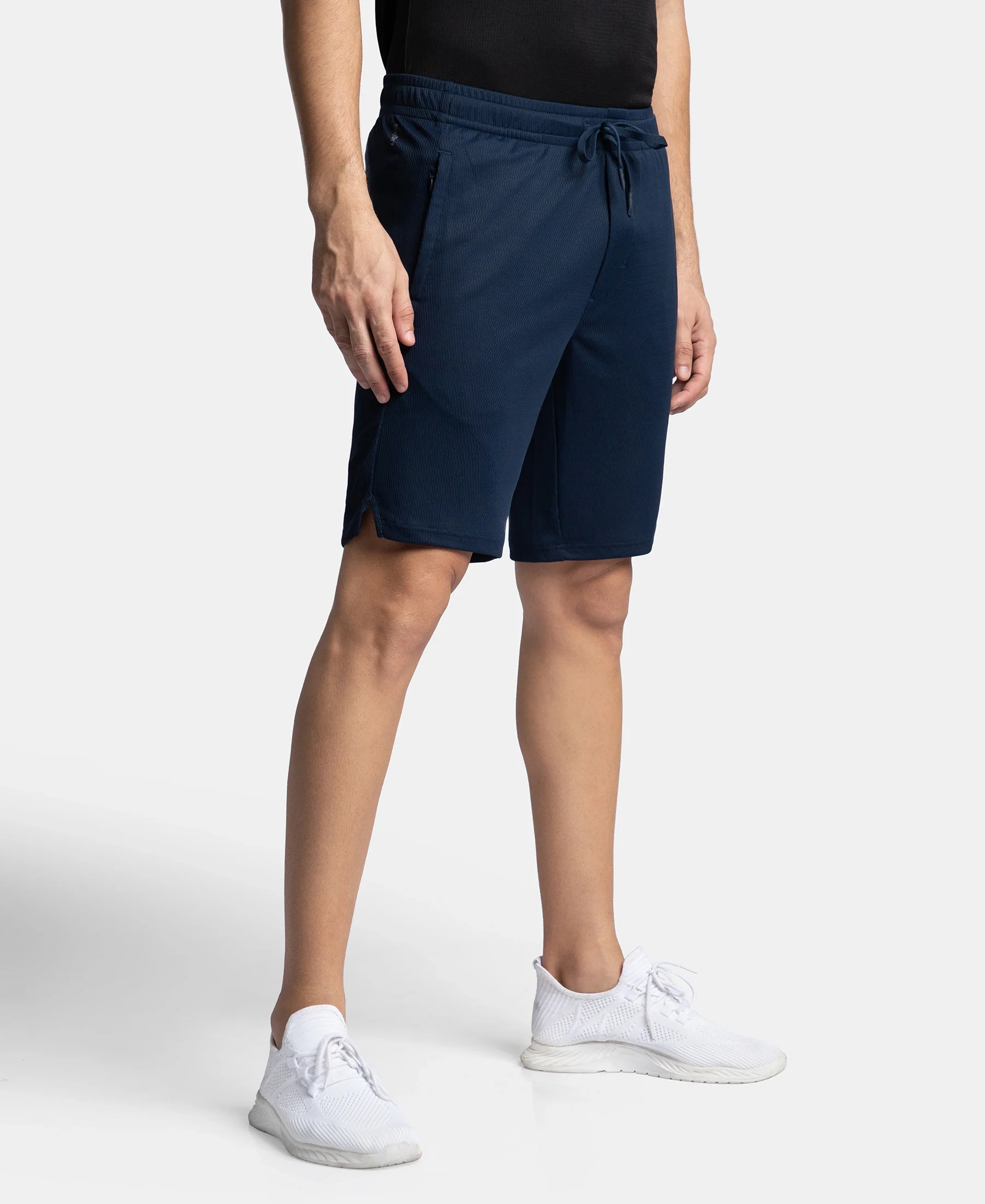 Lightweight and Breathable Microfiber Shorts with StayFresh Treatment - Navy - Image 2