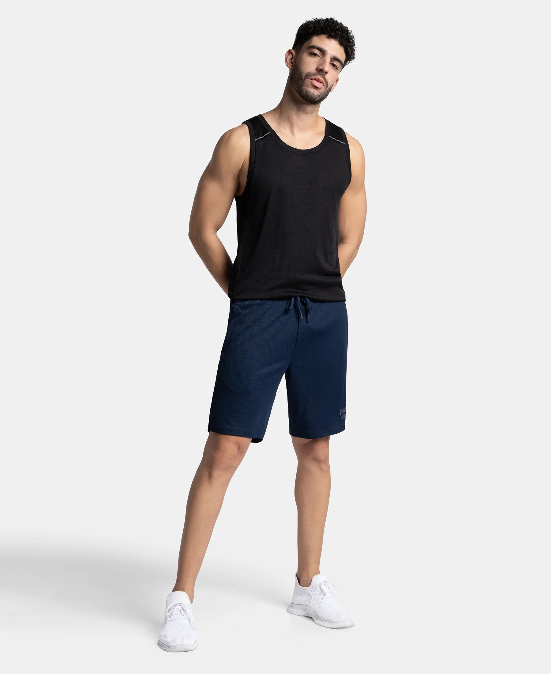 Lightweight and Breathable Microfiber Shorts with StayFresh Treatment - Navy - Image 4