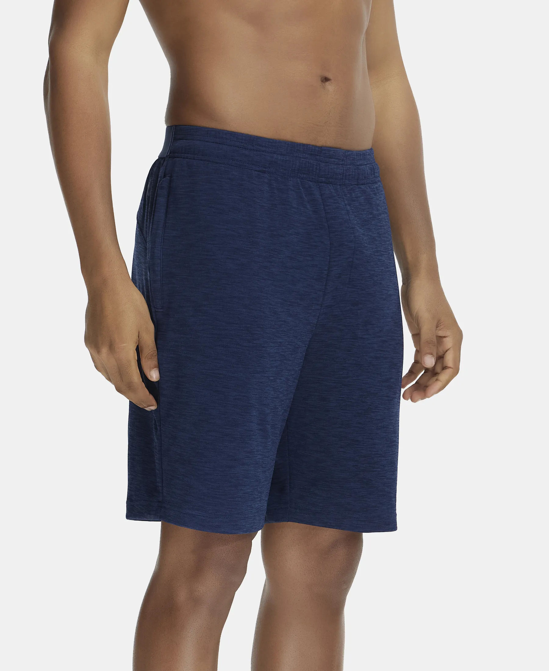 Lightweight Microfiber Shorts with Zipper Pockets and StayFresh Treatment - Navy - Image 2