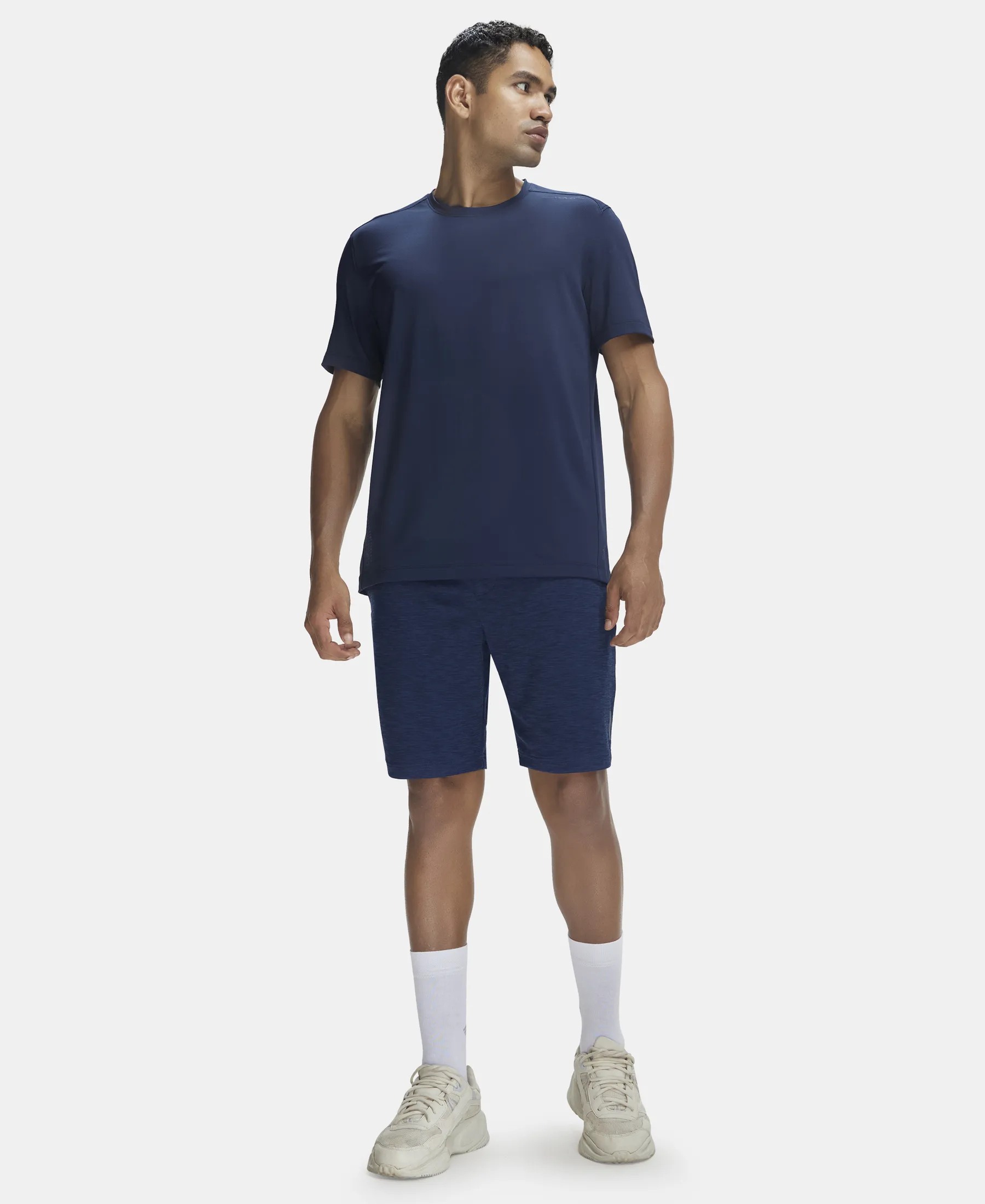 Lightweight Microfiber Shorts with Zipper Pockets and StayFresh Treatment - Navy - Image 4