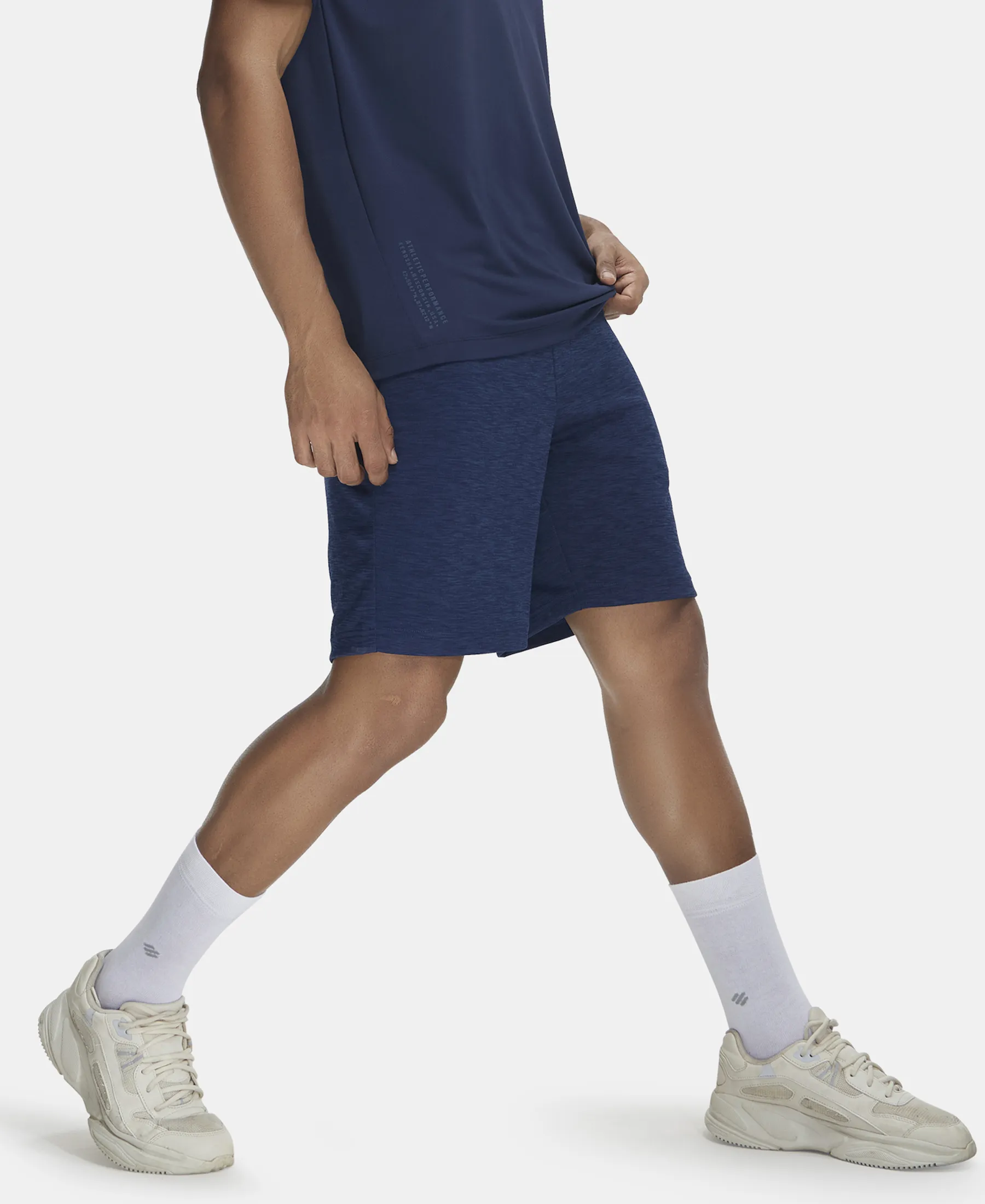 Lightweight Microfiber Shorts with Zipper Pockets and StayFresh Treatment - Navy - Image 5