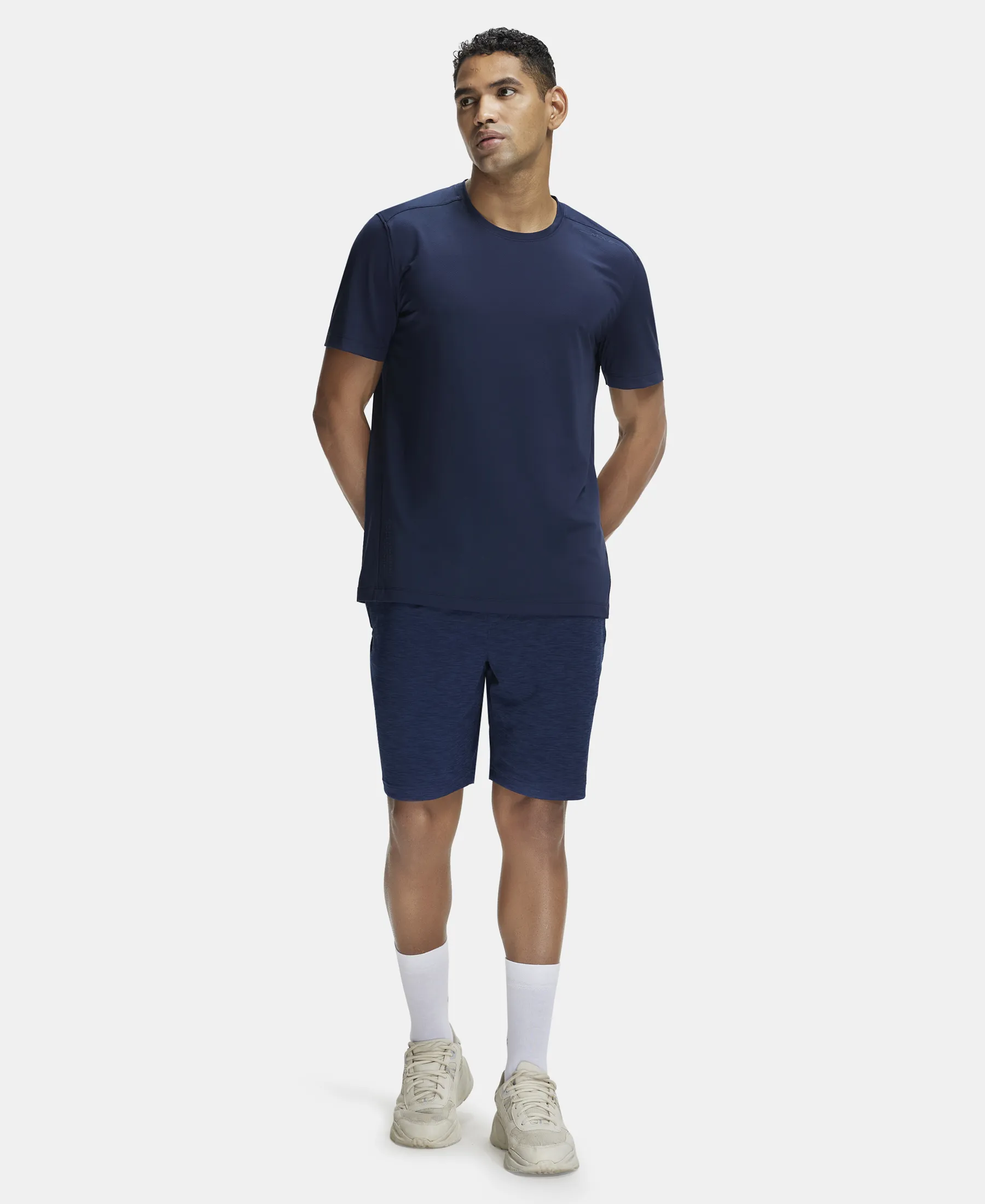 Lightweight Microfiber Shorts with Zipper Pockets and StayFresh Treatment - Navy - Image 6