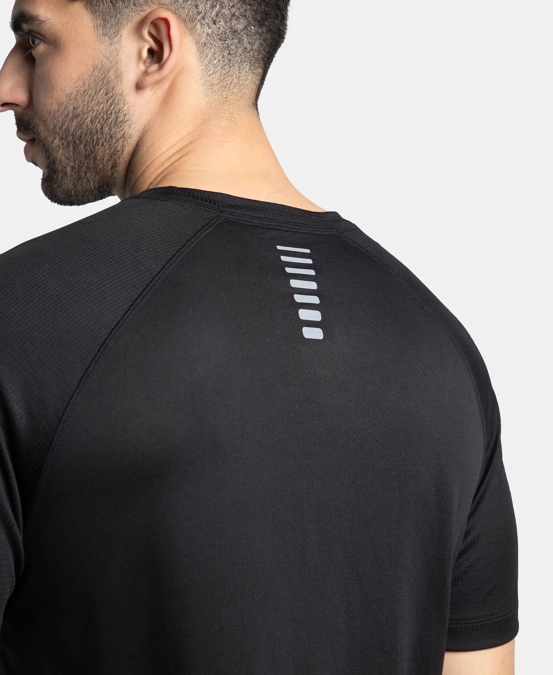 Lightweight Microfiber Solid Round Neck Half Sleeve T-Shirt with Breathable Mesh - Black - Image 8