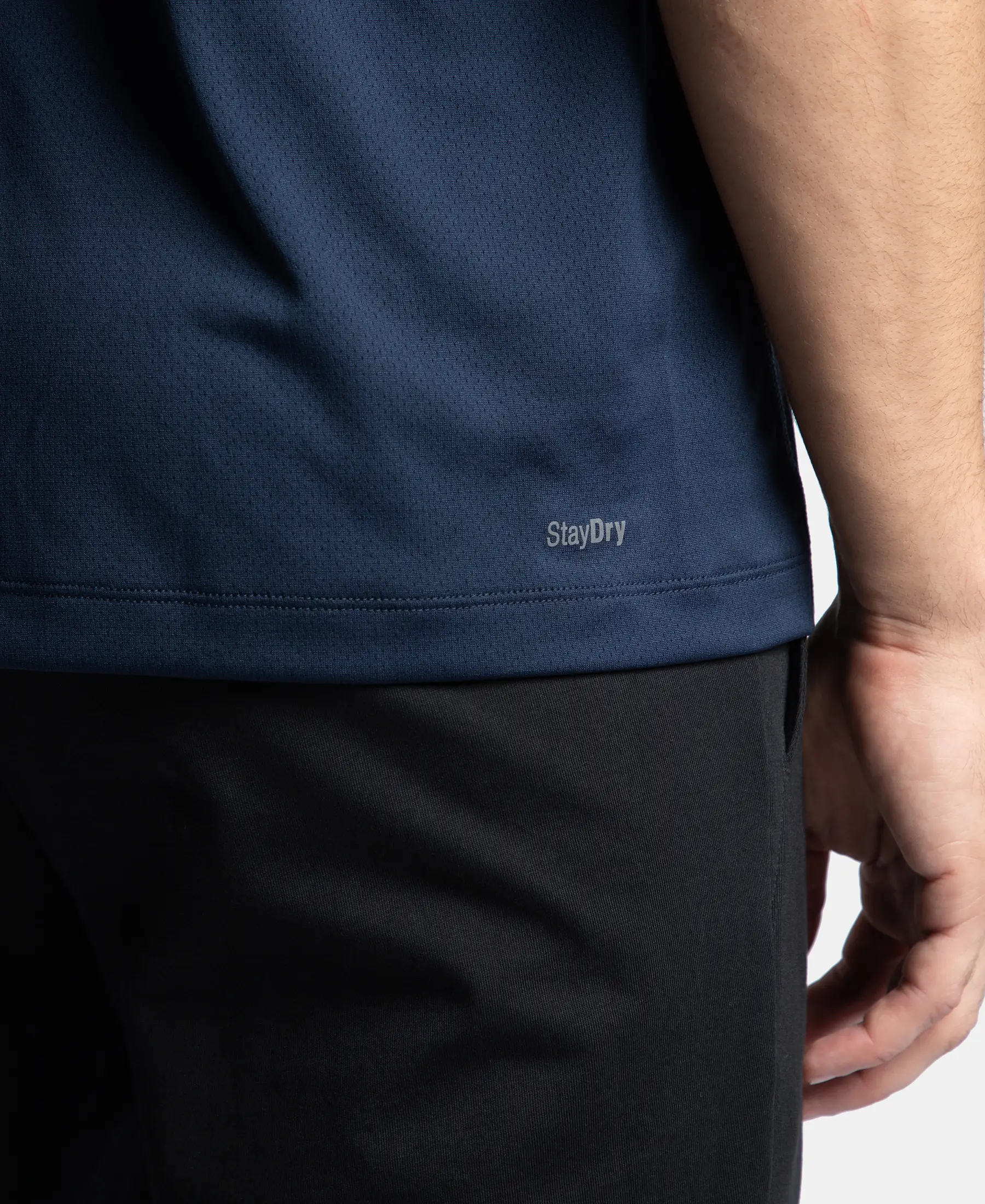 Lightweight Microfiber Solid Round Neck Half Sleeve T-Shirt with Breathable Mesh - Navy - Image 10