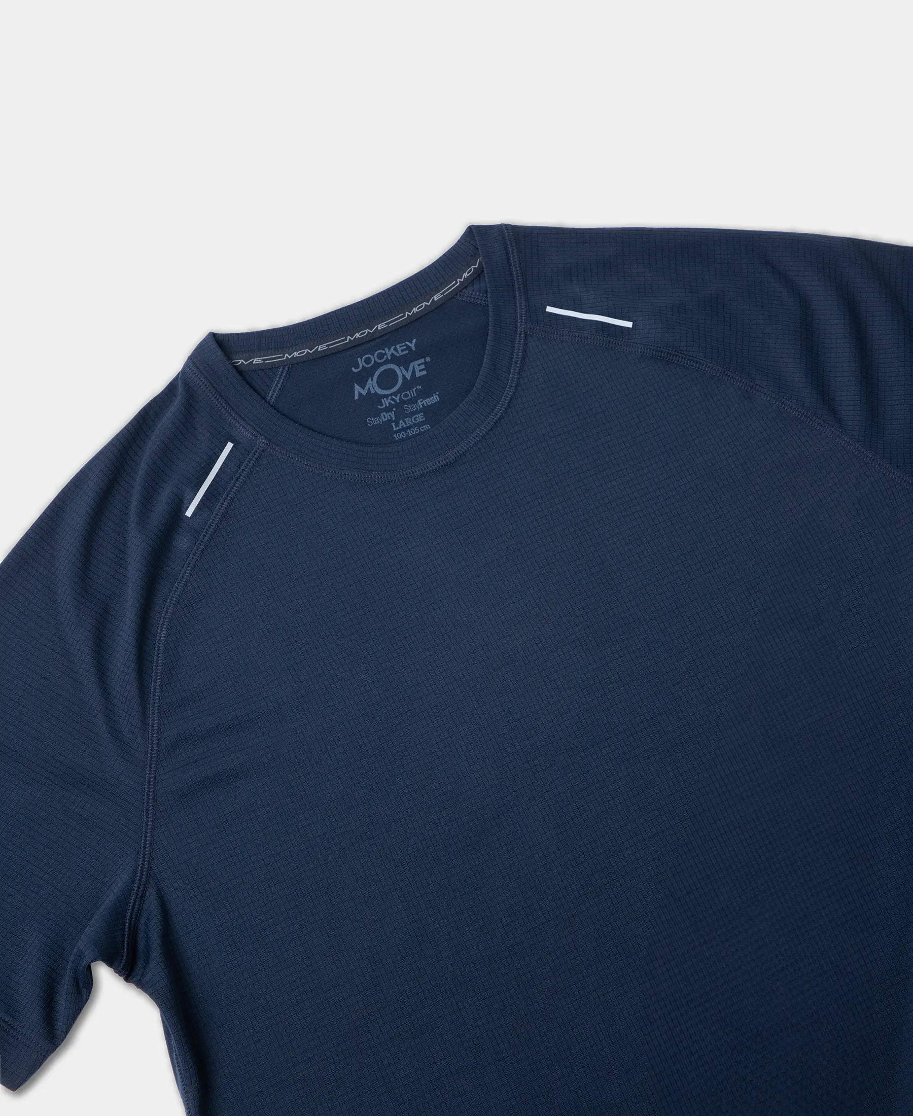 Lightweight Microfiber Solid Round Neck Half Sleeve T-Shirt with Breathable Mesh - Navy - Image 11