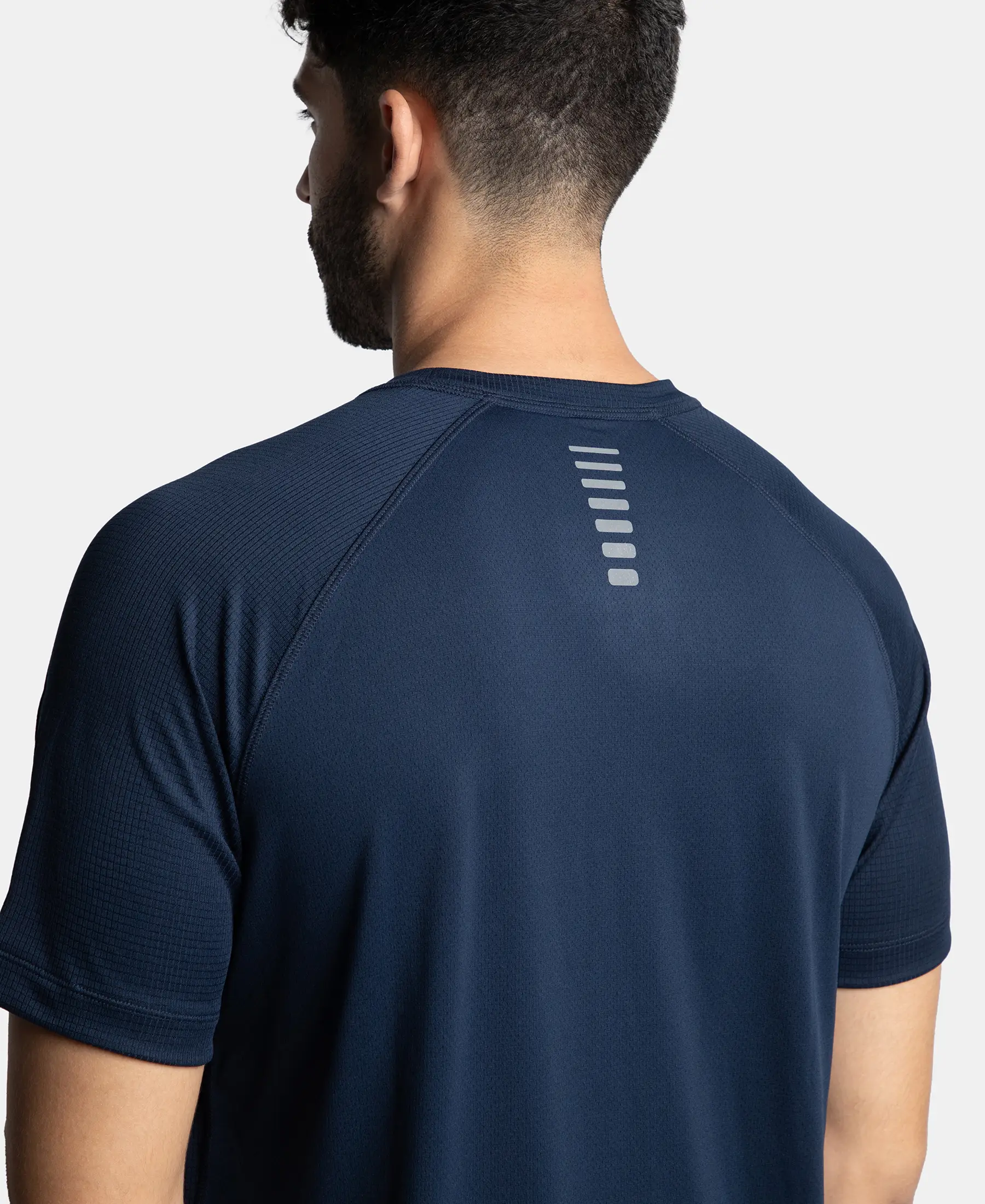 Lightweight Microfiber Solid Round Neck Half Sleeve T-Shirt with Breathable Mesh - Navy - Image 8