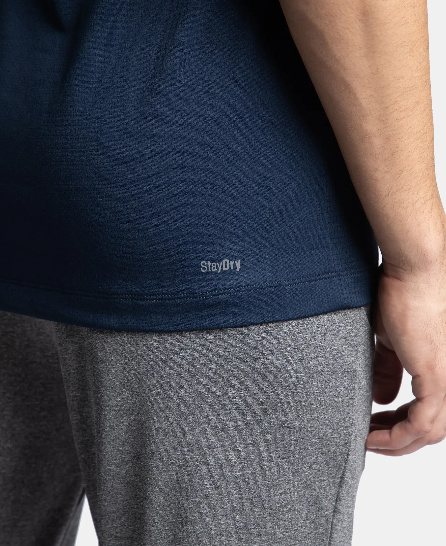 Lightweight Microfiber Solid Tank Top with Breathable Mesh - Navy - Image 10