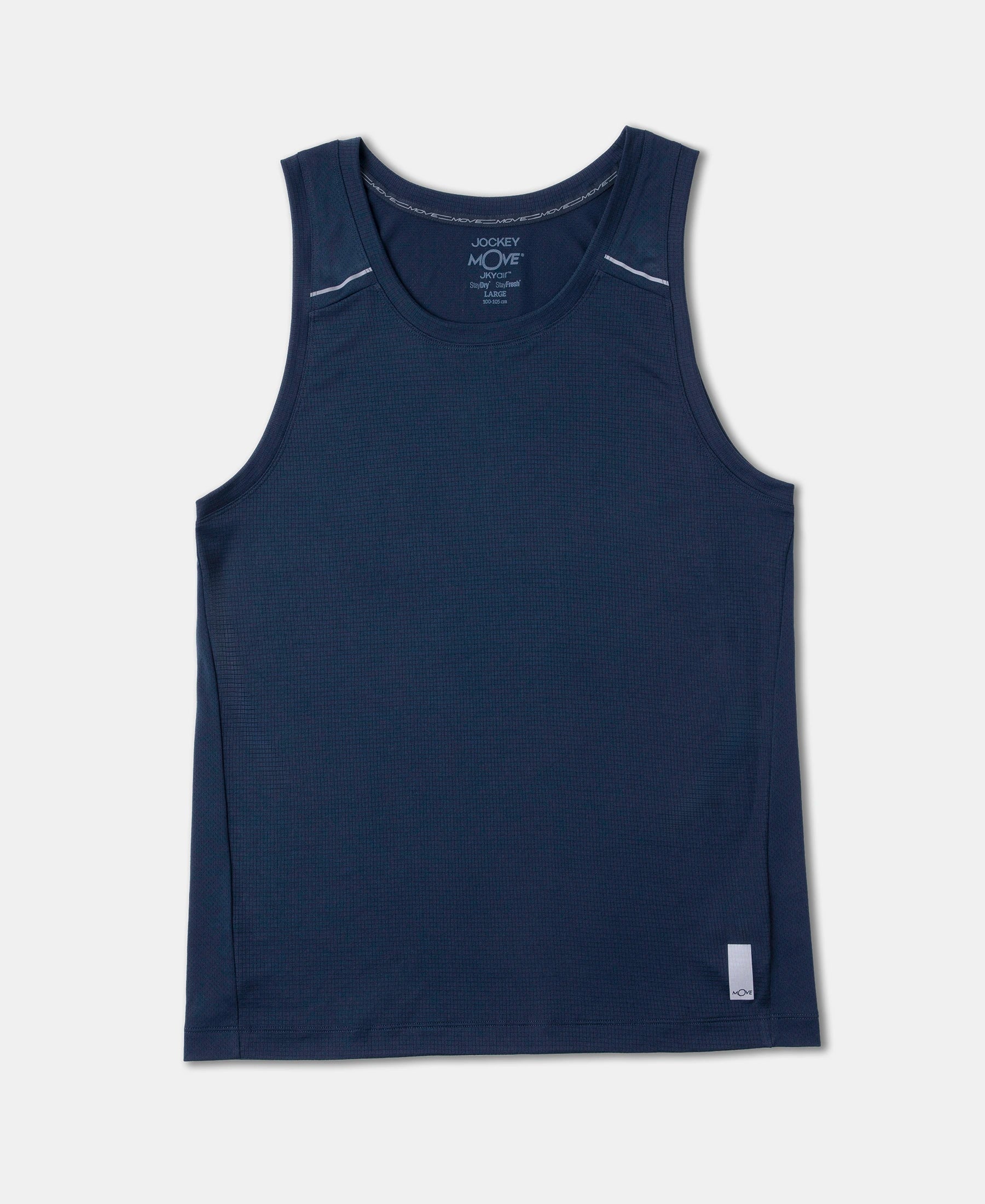Lightweight Microfiber Solid Tank Top with Breathable Mesh - Navy - Image 11