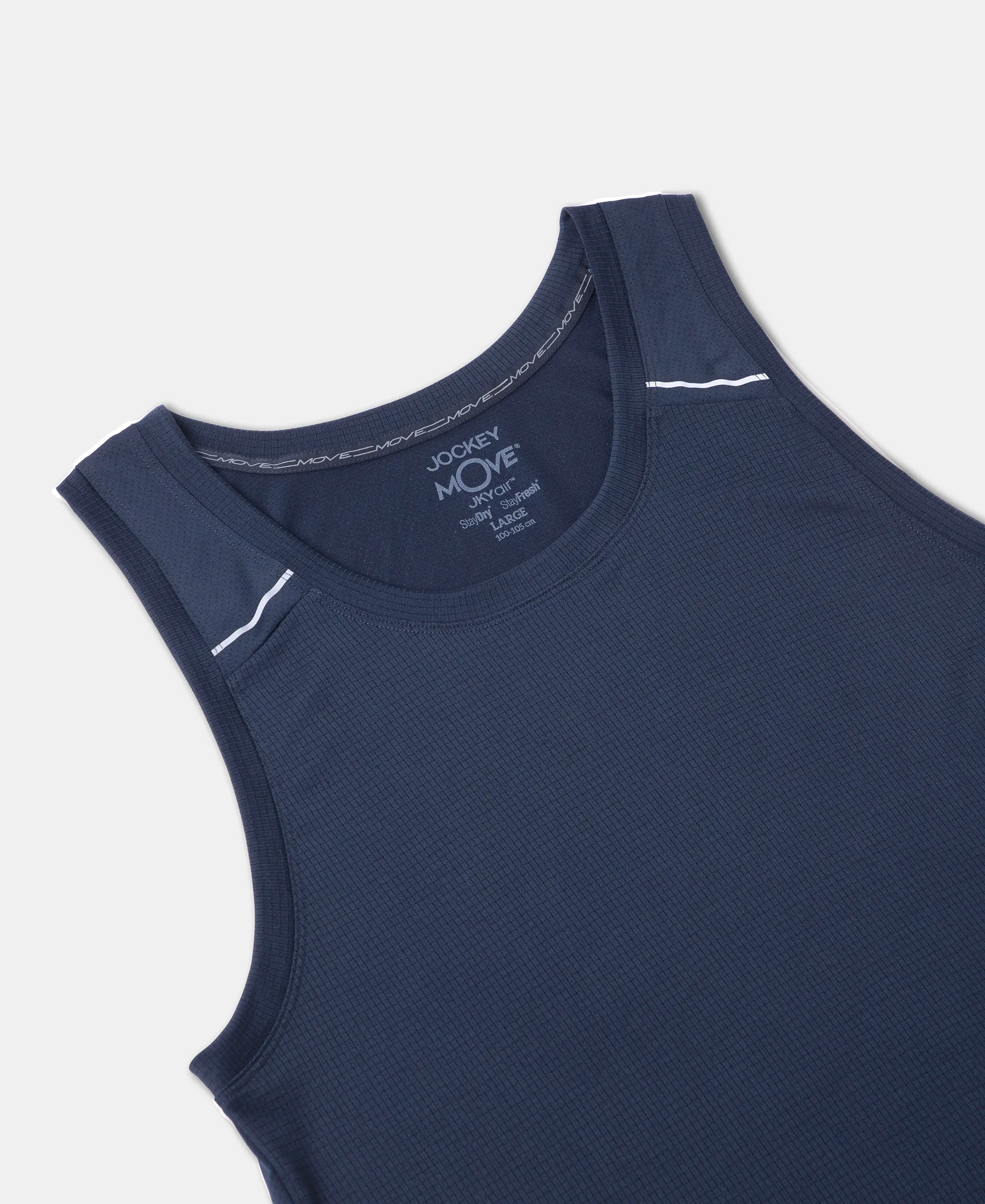 Lightweight Microfiber Solid Tank Top with Breathable Mesh - Navy - Image 12