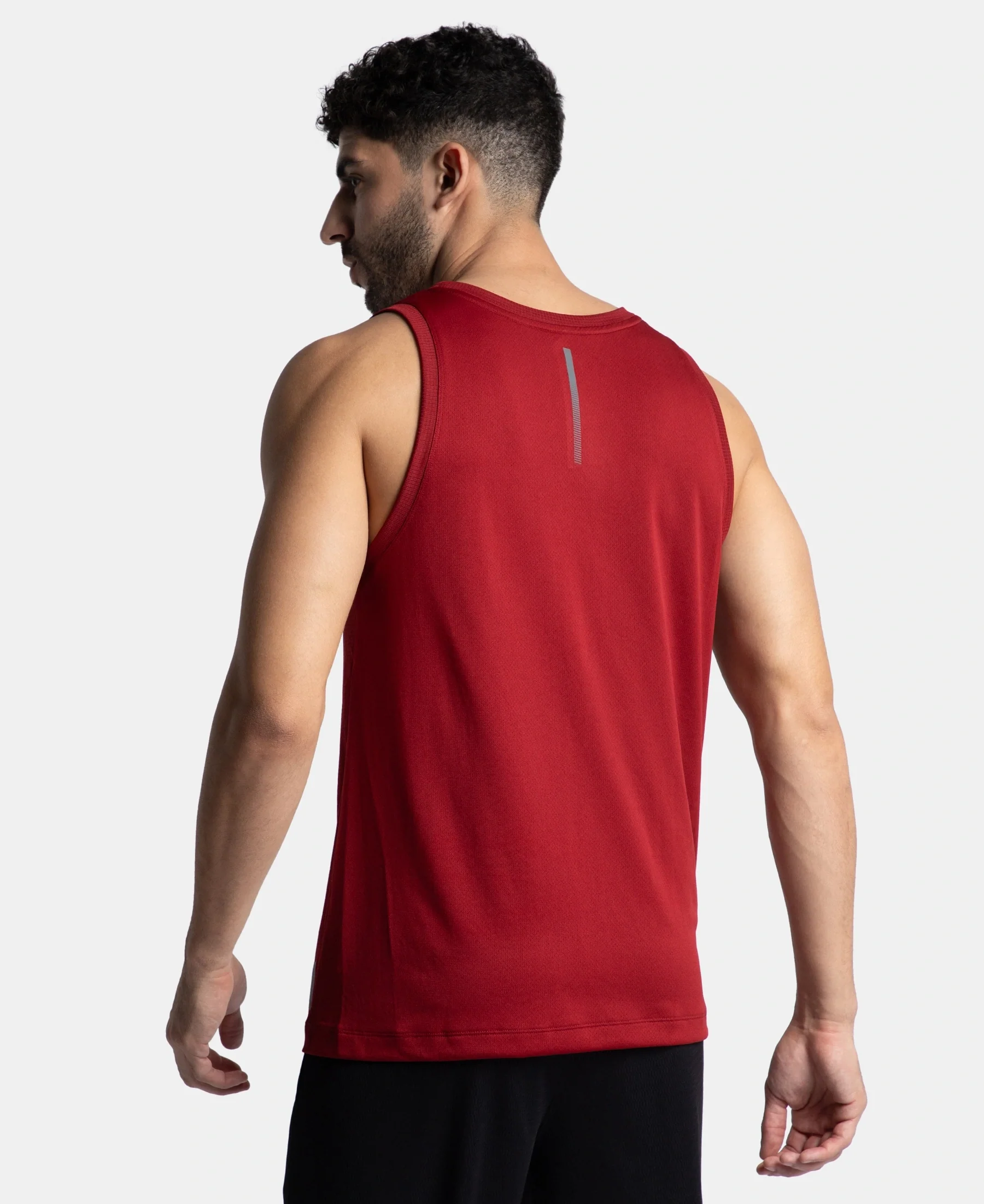 Lightweight Microfiber Solid Tank Top with Breathable Mesh - Sundried Tomato - Image 3