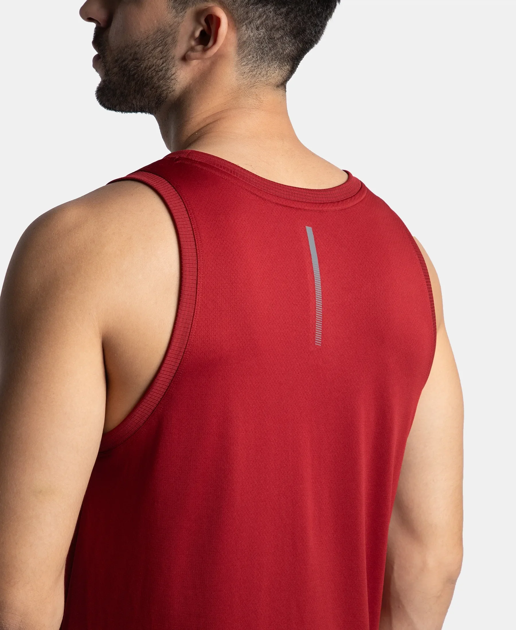 Lightweight Microfiber Solid Tank Top with Breathable Mesh - Sundried Tomato - Image 7