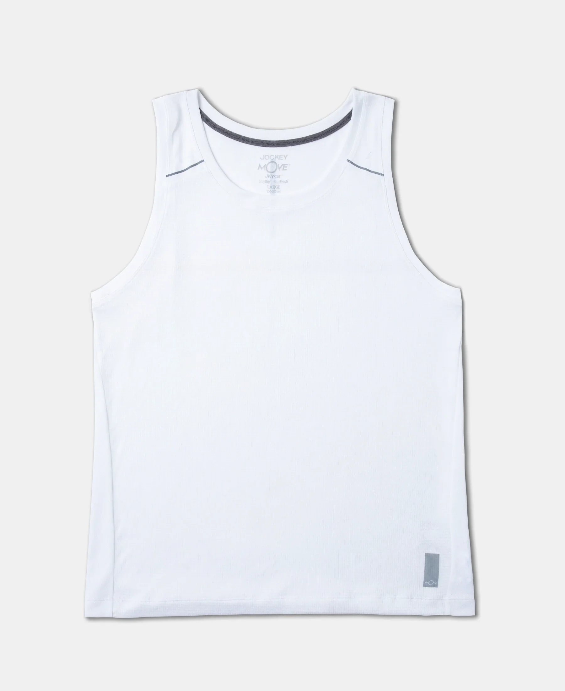 Lightweight Microfiber Solid Tank Top with Breathable Mesh - White - Image 11