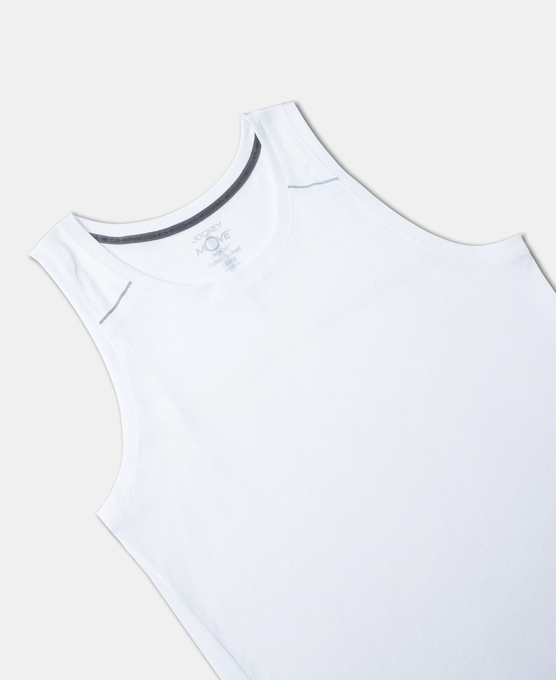 Lightweight Microfiber Solid Tank Top with Breathable Mesh - White - Image 12