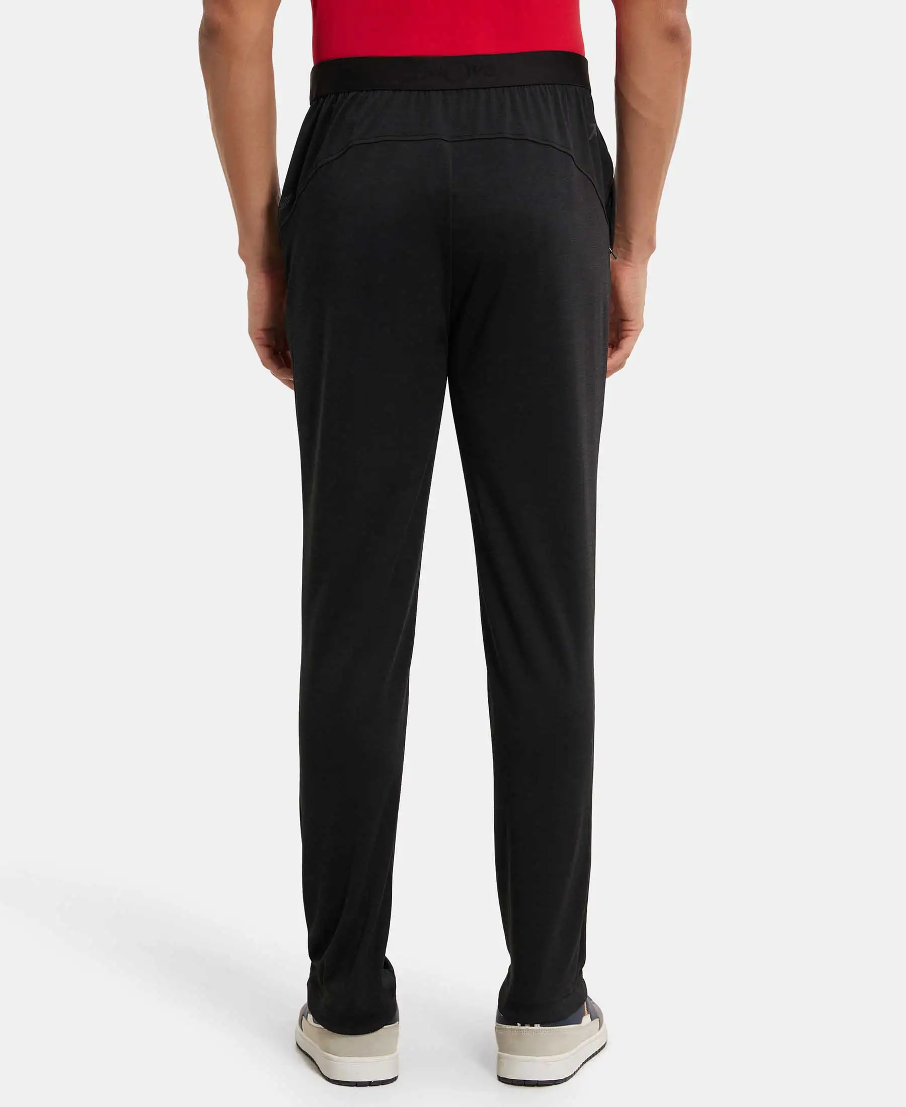 Lightweight Microfiber Trackpant with Zipper Pockets and StayFresh Treatment - Black - Image 3