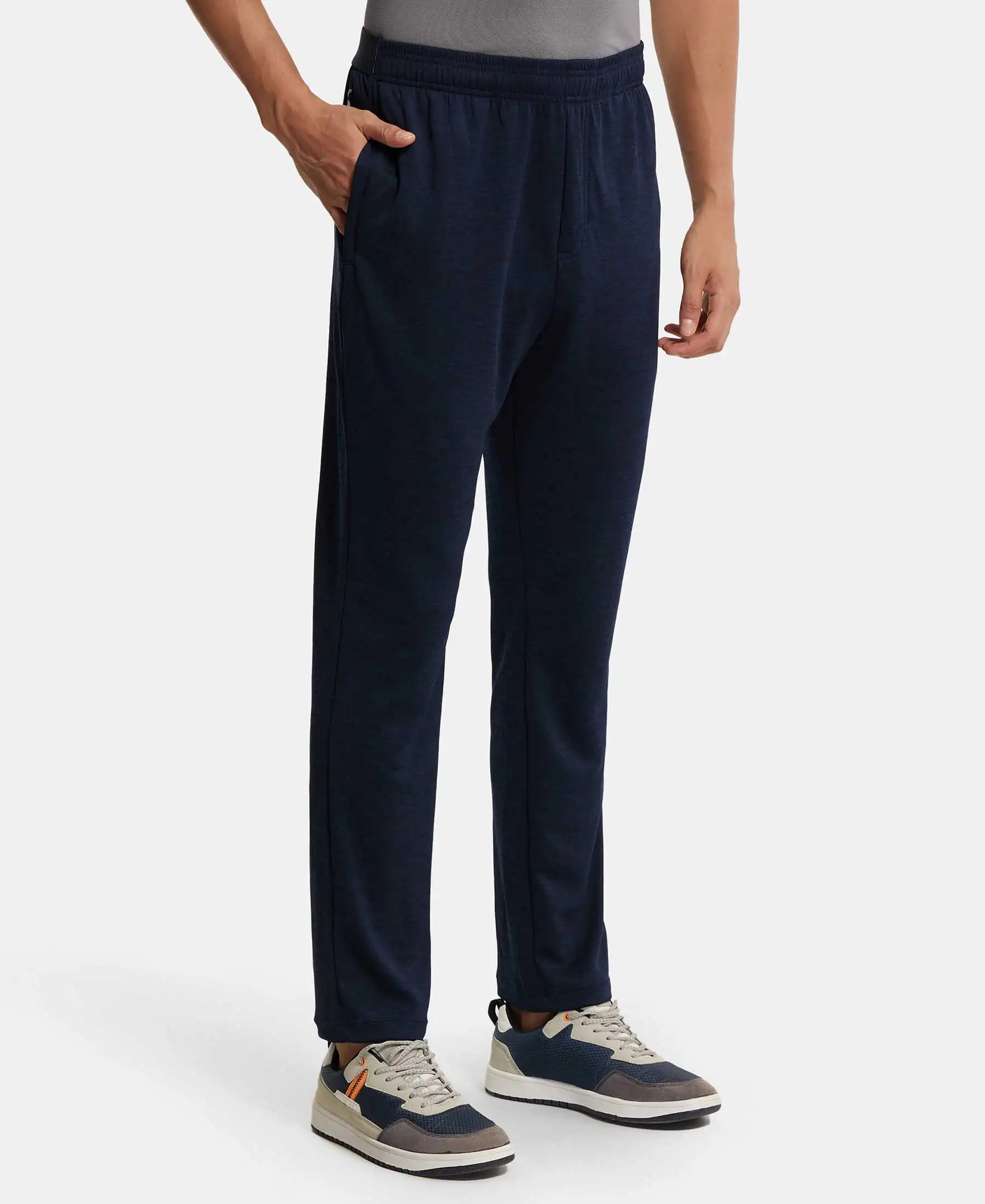 Lightweight Microfiber Trackpant with Zipper Pockets and StayFresh Treatment - Navy - Image 2