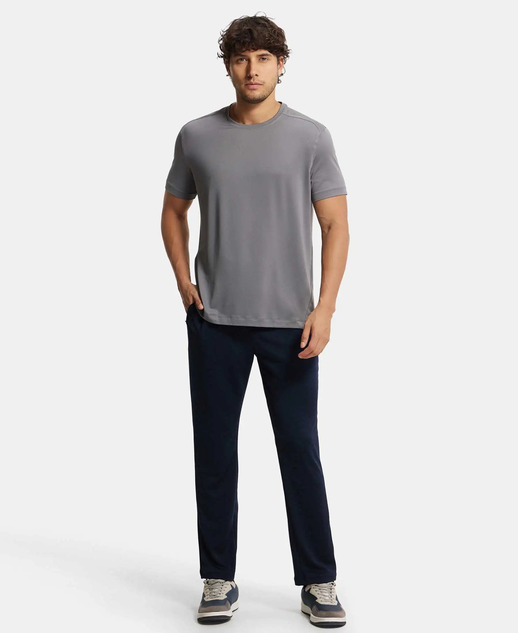 Lightweight Microfiber Trackpant with Zipper Pockets and StayFresh Treatment - Navy - Image 4