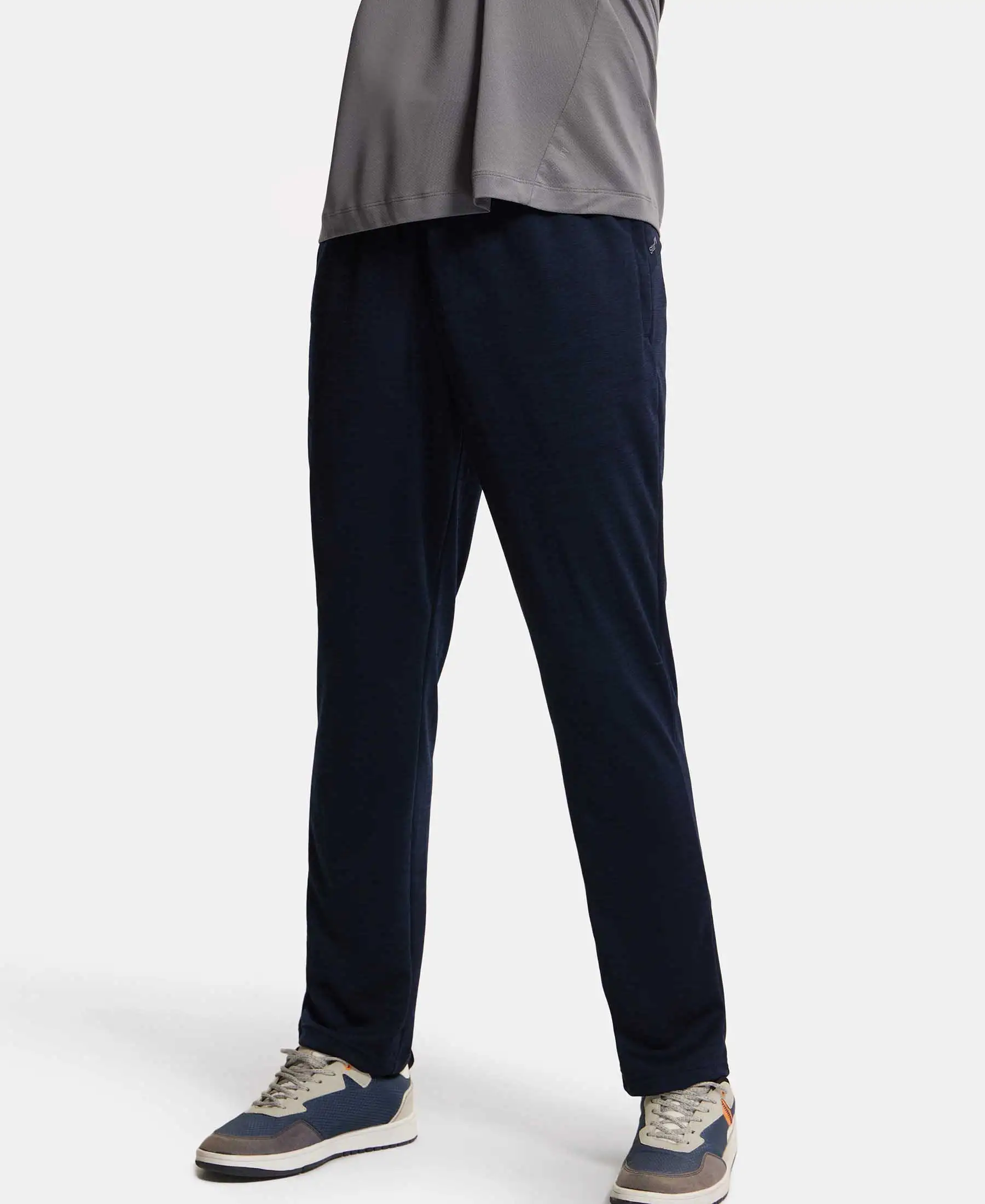 Lightweight Microfiber Trackpant with Zipper Pockets and StayFresh Treatment - Navy - Image 5