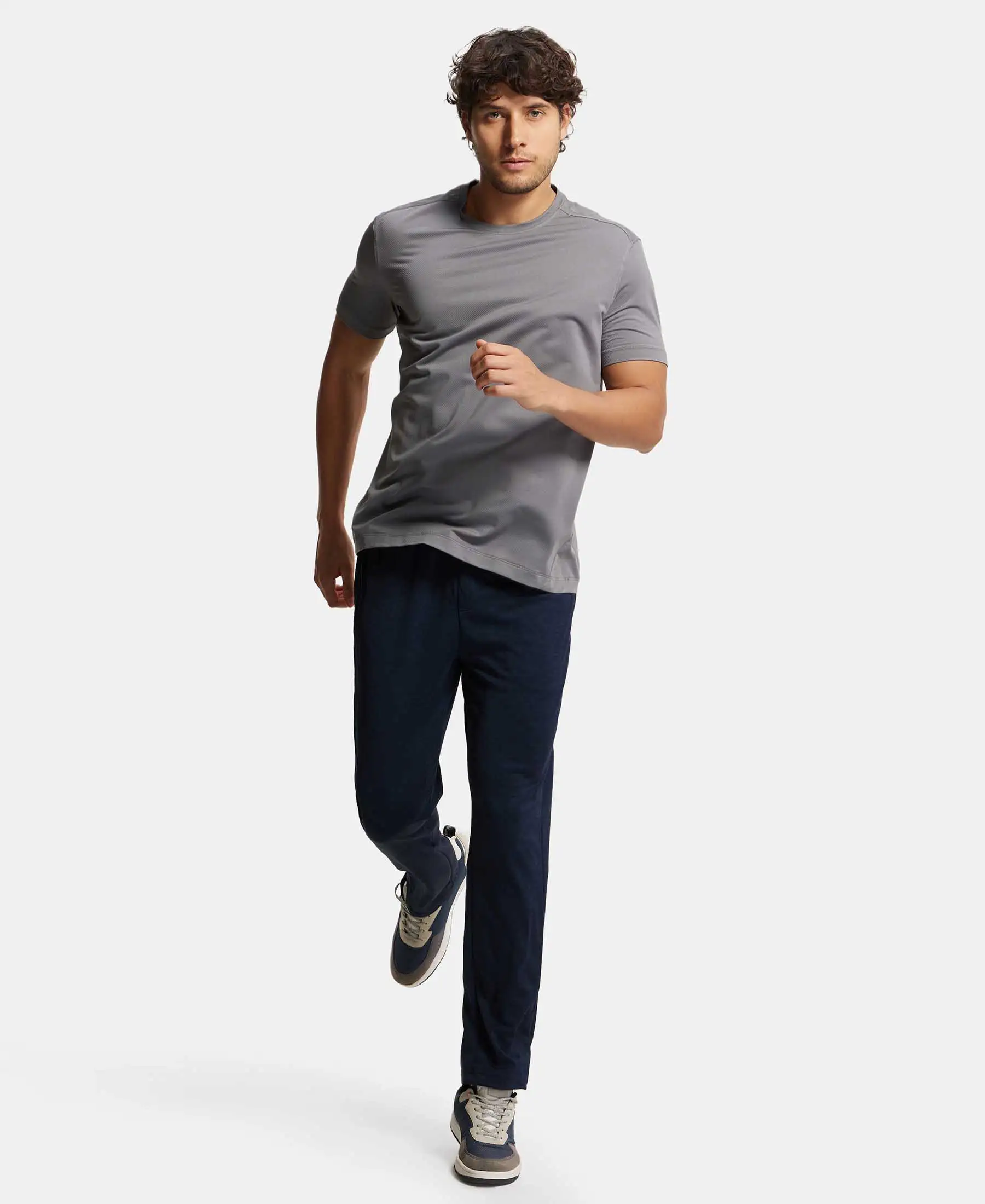 Lightweight Microfiber Trackpant with Zipper Pockets and StayFresh Treatment - Navy - Image 6