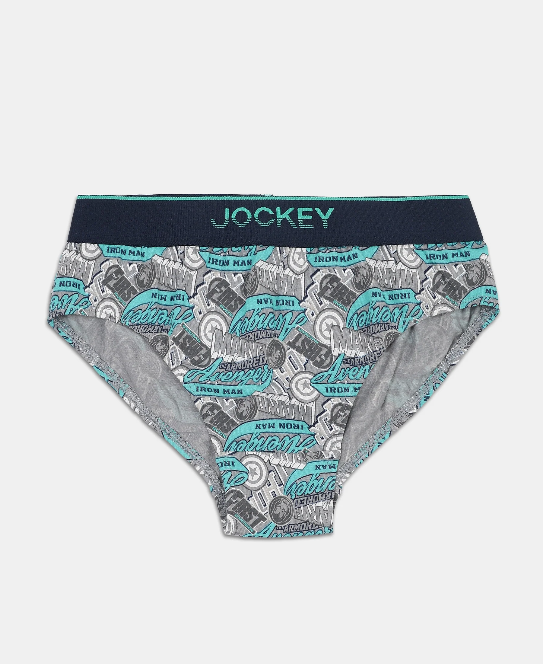 Marvel Avengers Super Combed Cotton Elastane Stretch Printed Brief with Ultrasoft Waistband - Monument & Black (Pack of 2) - Image 2
