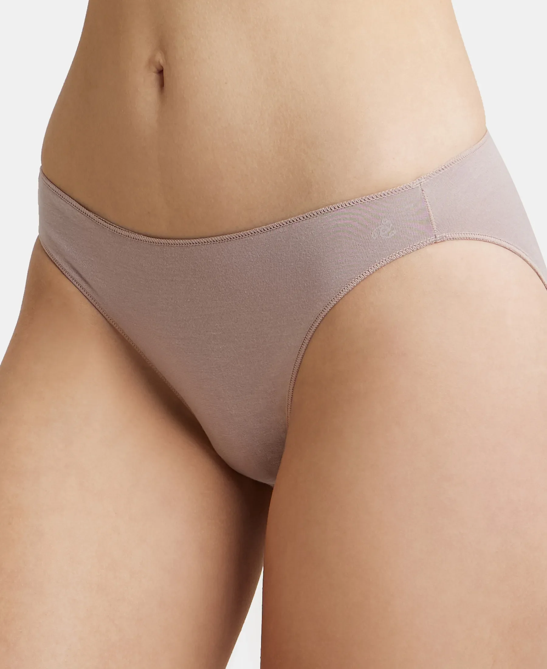 Medium Coverage Micro Modal Elastane Stretch Bikini With Concealed Waistband and StayFresh Treatment - Mocha - Image 7