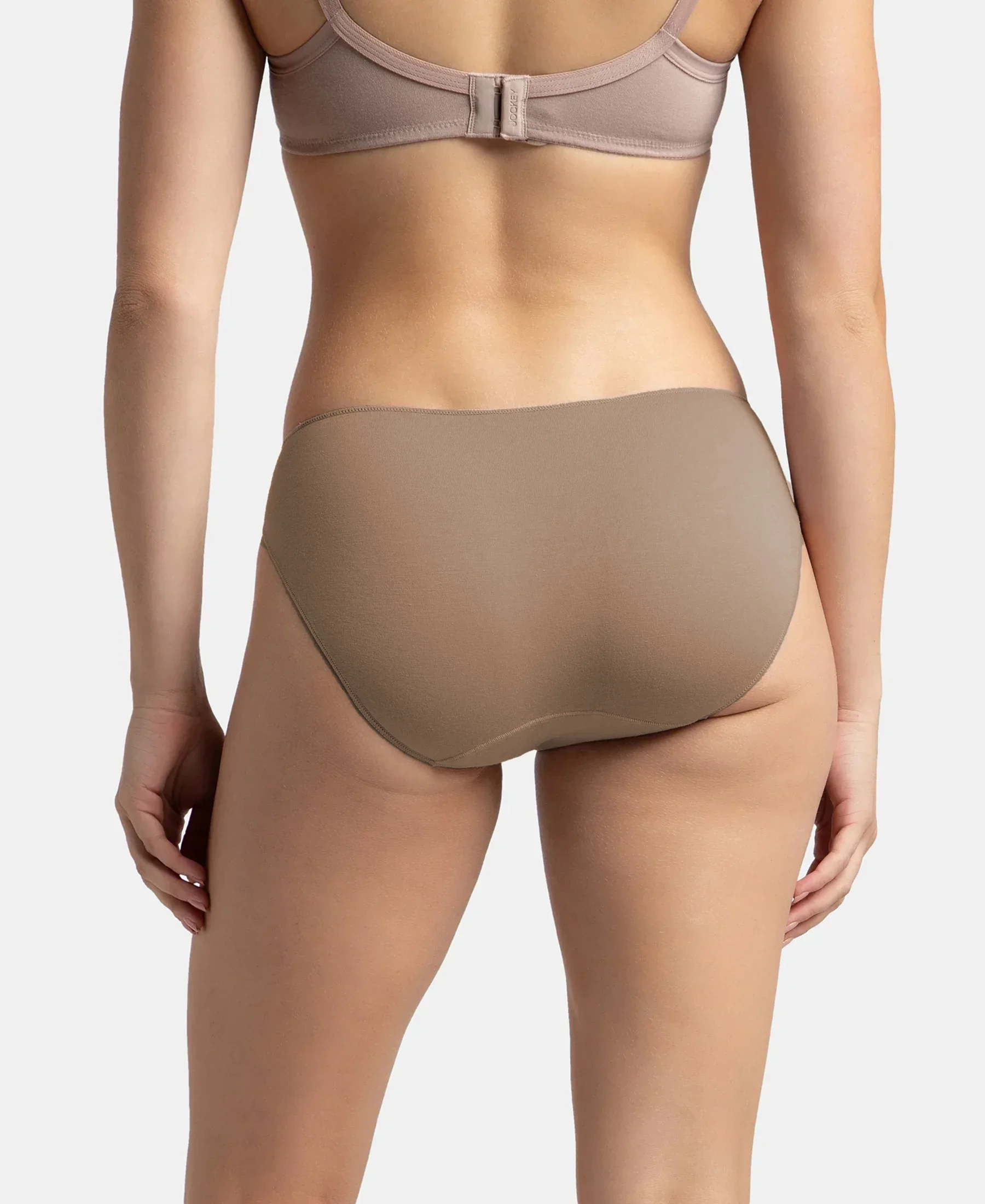 Medium Coverage Micro Modal Elastane Stretch Bikini With Concealed Waistband and StayFresh Treatment - Deep Taupe - Image 3
