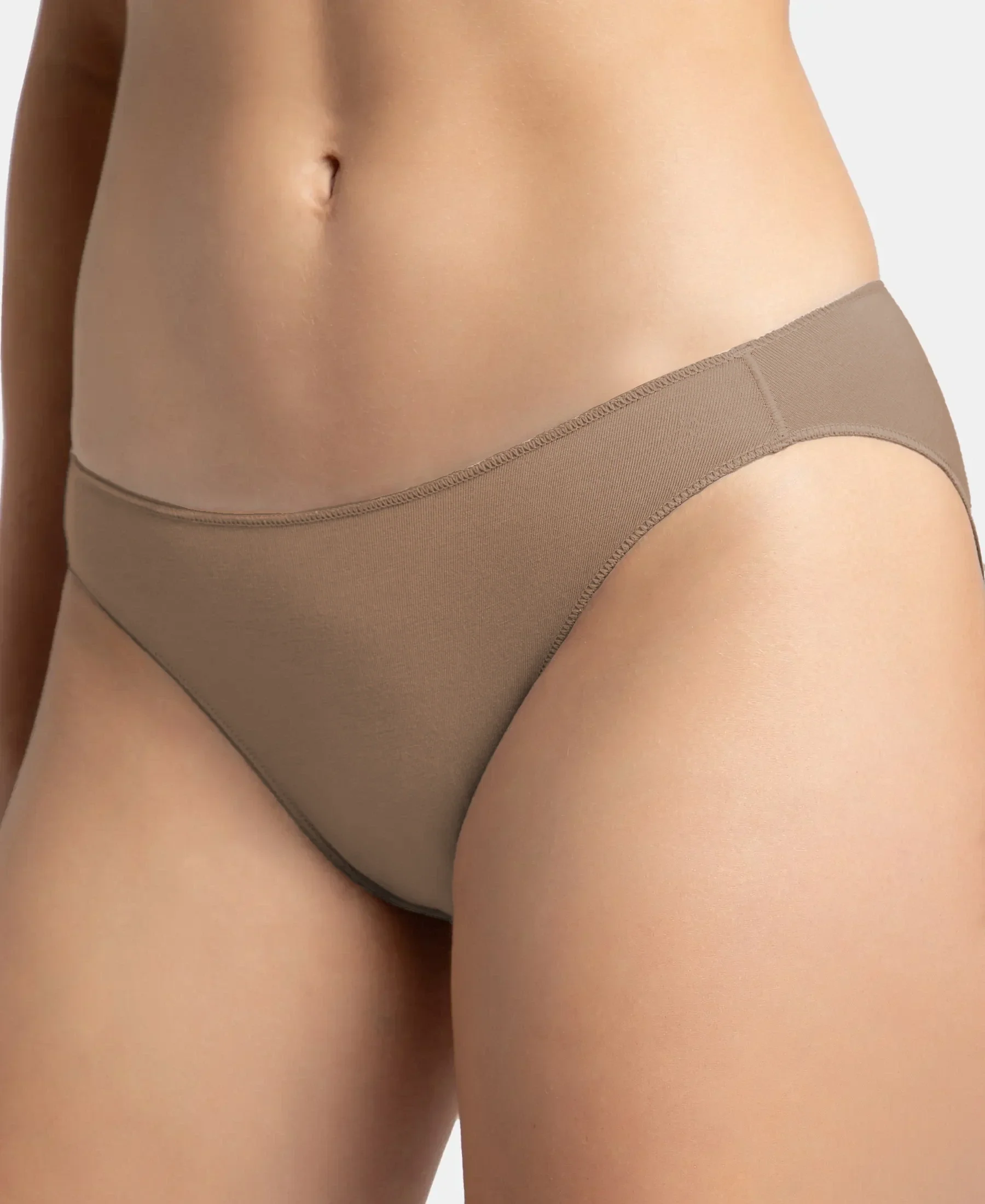 Medium Coverage Micro Modal Elastane Stretch Bikini With Concealed Waistband and StayFresh Treatment - Deep Taupe - Image 7