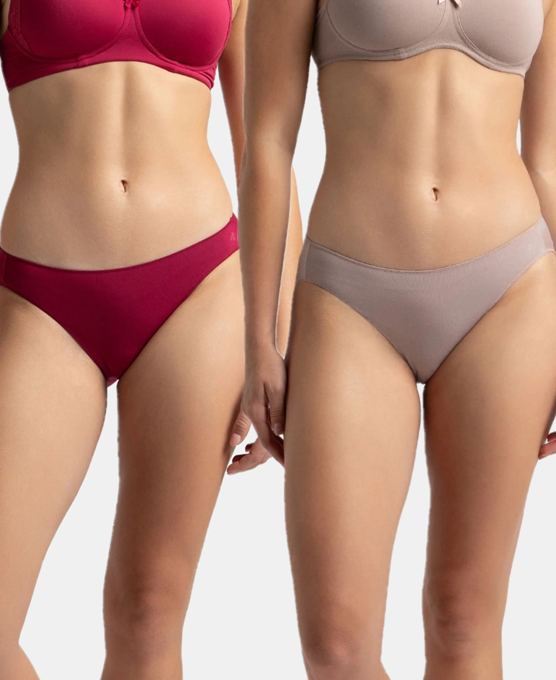 Medium Coverage Micro Modal Elastane Stretch Bikini With Concealed Waistband and StayFresh Treatment - Mocha & Anemone (Pack of 2) - Image 5