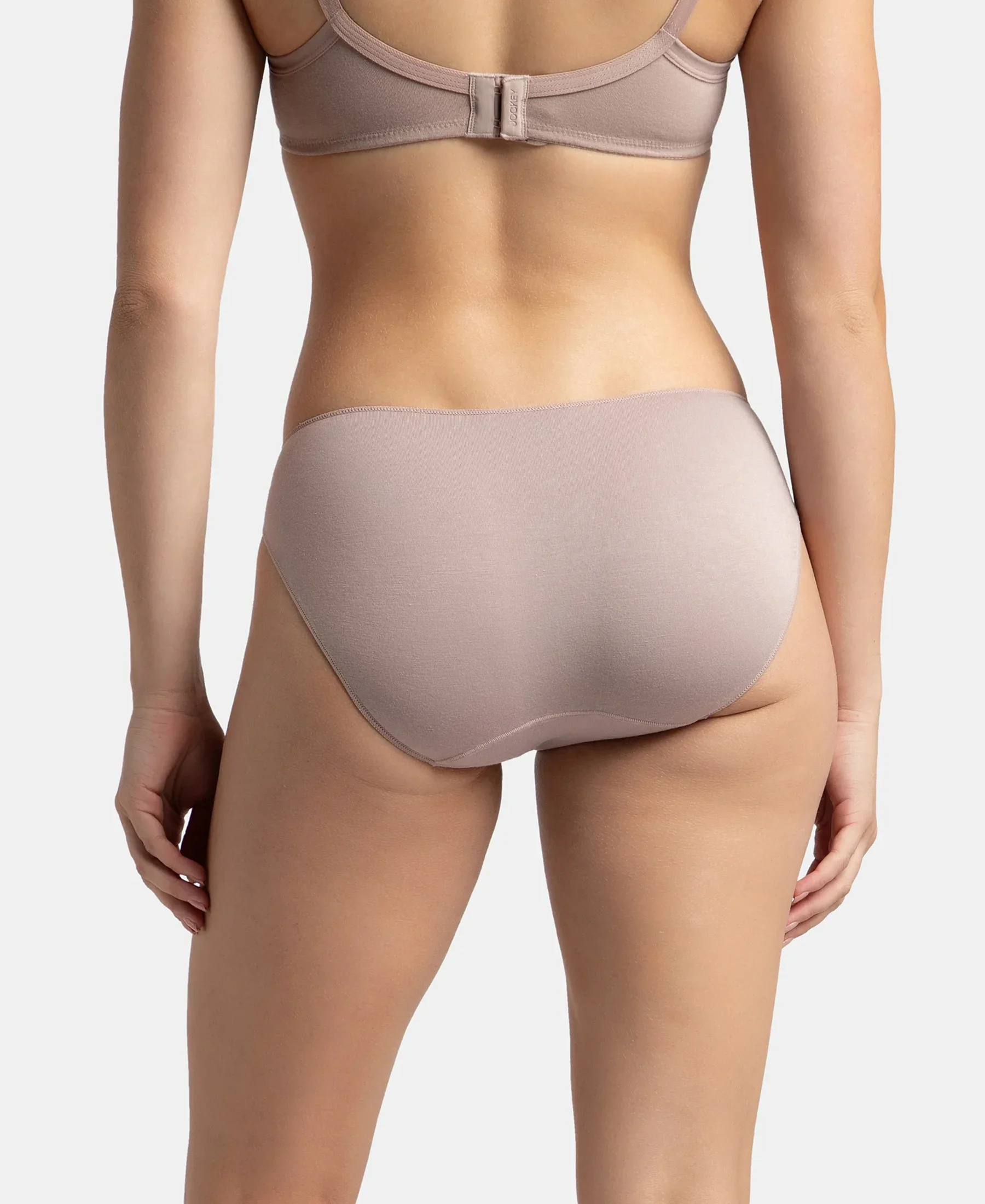 Medium Coverage Micro Modal Elastane Stretch Bikini With Concealed Waistband and StayFresh Treatment - Mocha & Anemone (Pack of 2) - Image 8