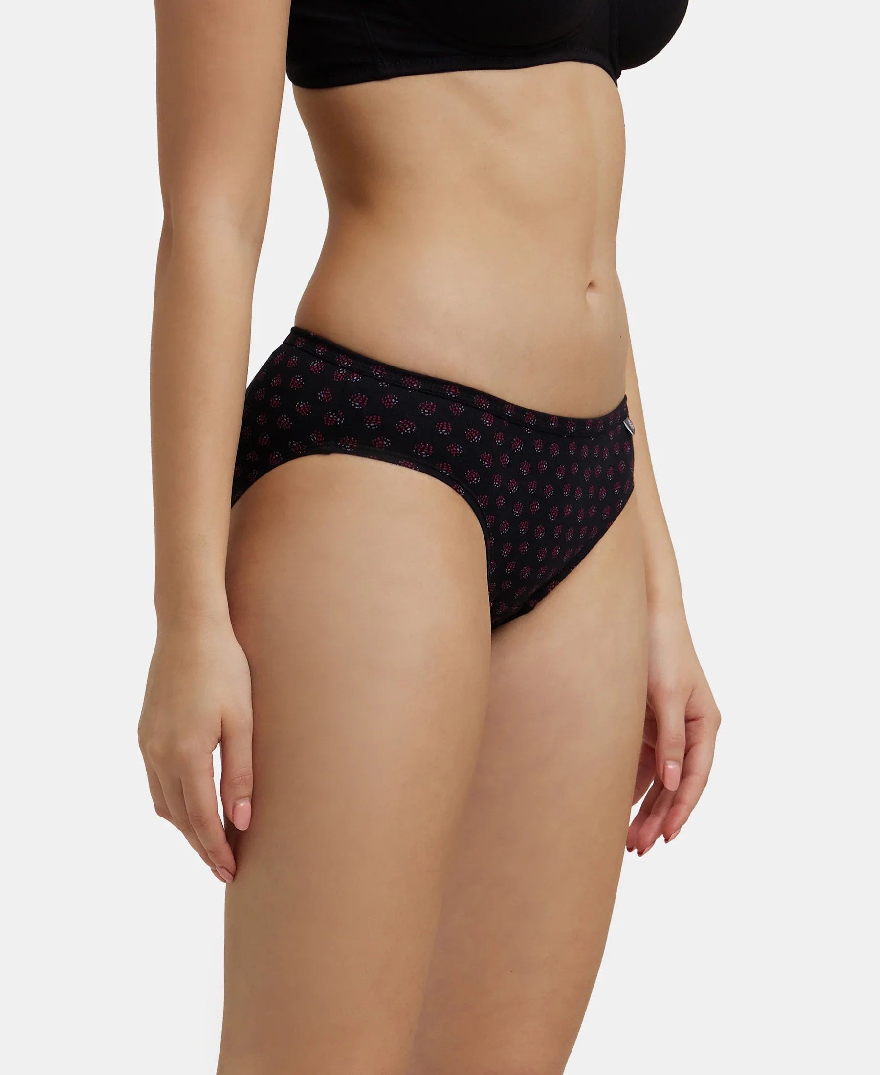 Medium Coverage Super Combed Cotton Bikini With Concealed Waistband and StayFresh Treatment - Dark Prints (Pack of 3) - Image 2