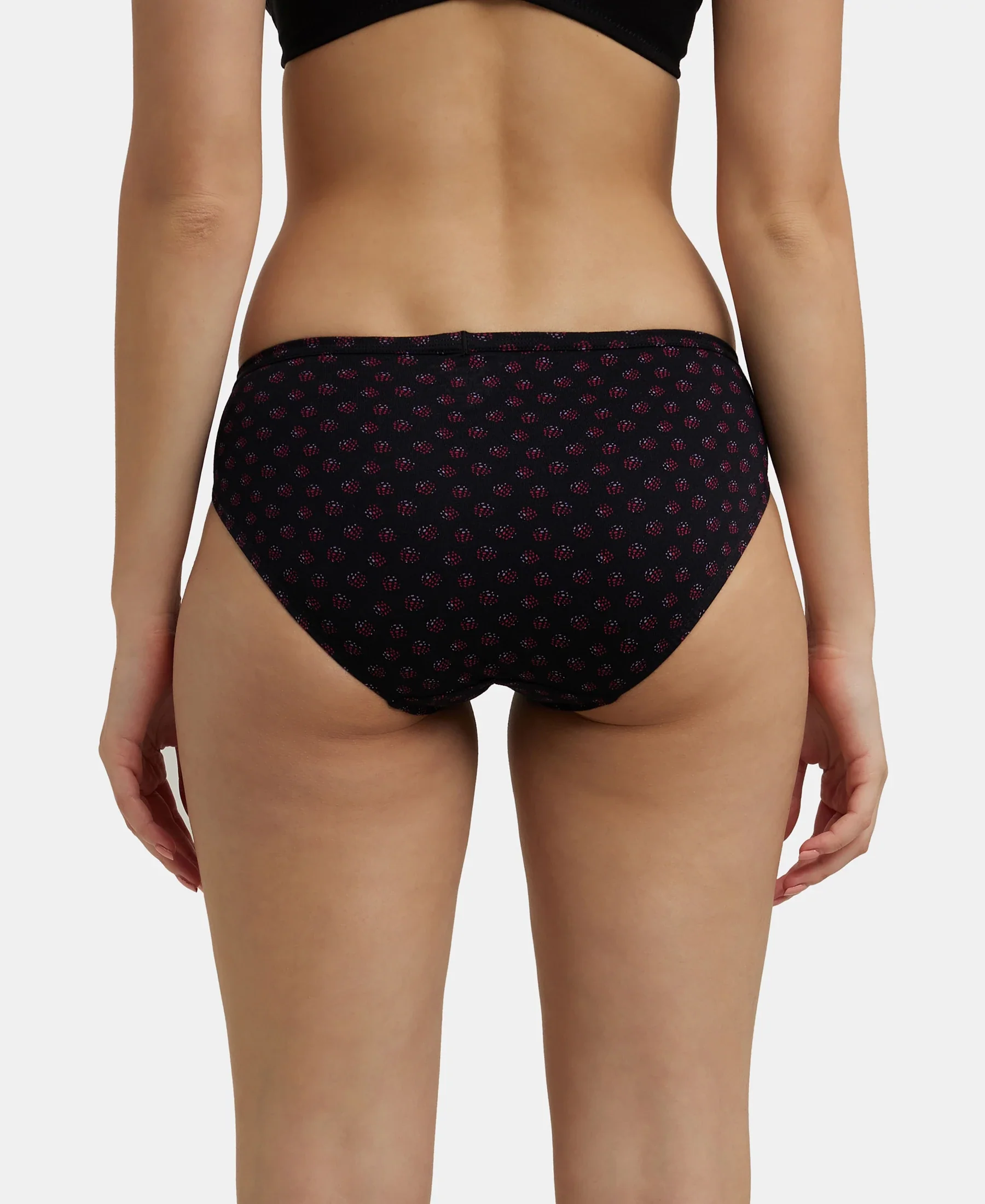 Medium Coverage Super Combed Cotton Bikini With Concealed Waistband and StayFresh Treatment - Dark Prints (Pack of 3) - Image 3