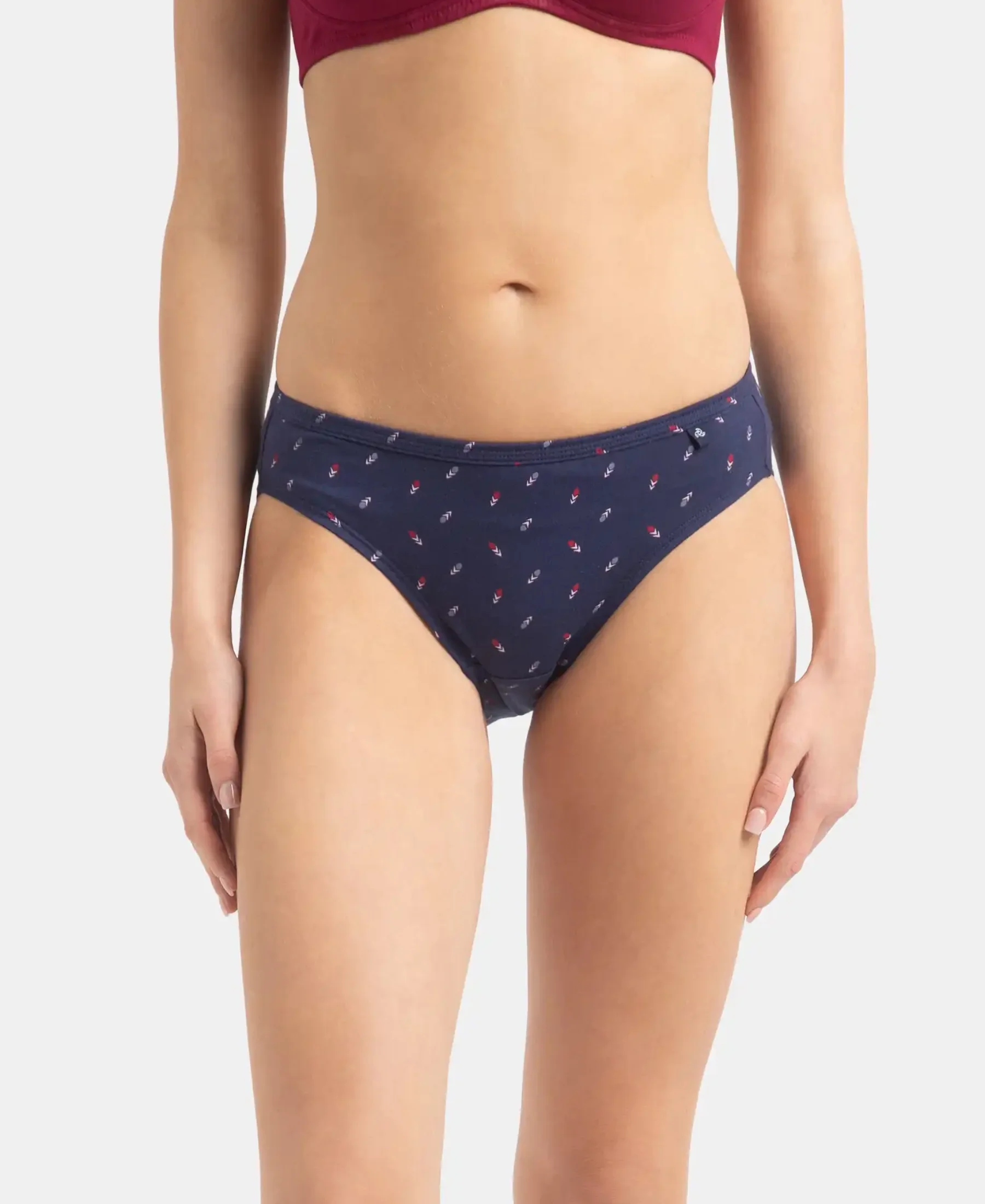 Medium Coverage Super Combed Cotton Bikini with Concealed Waistband and StayFresh Treatment - Dark Prints (Pack of 5) - Image 2