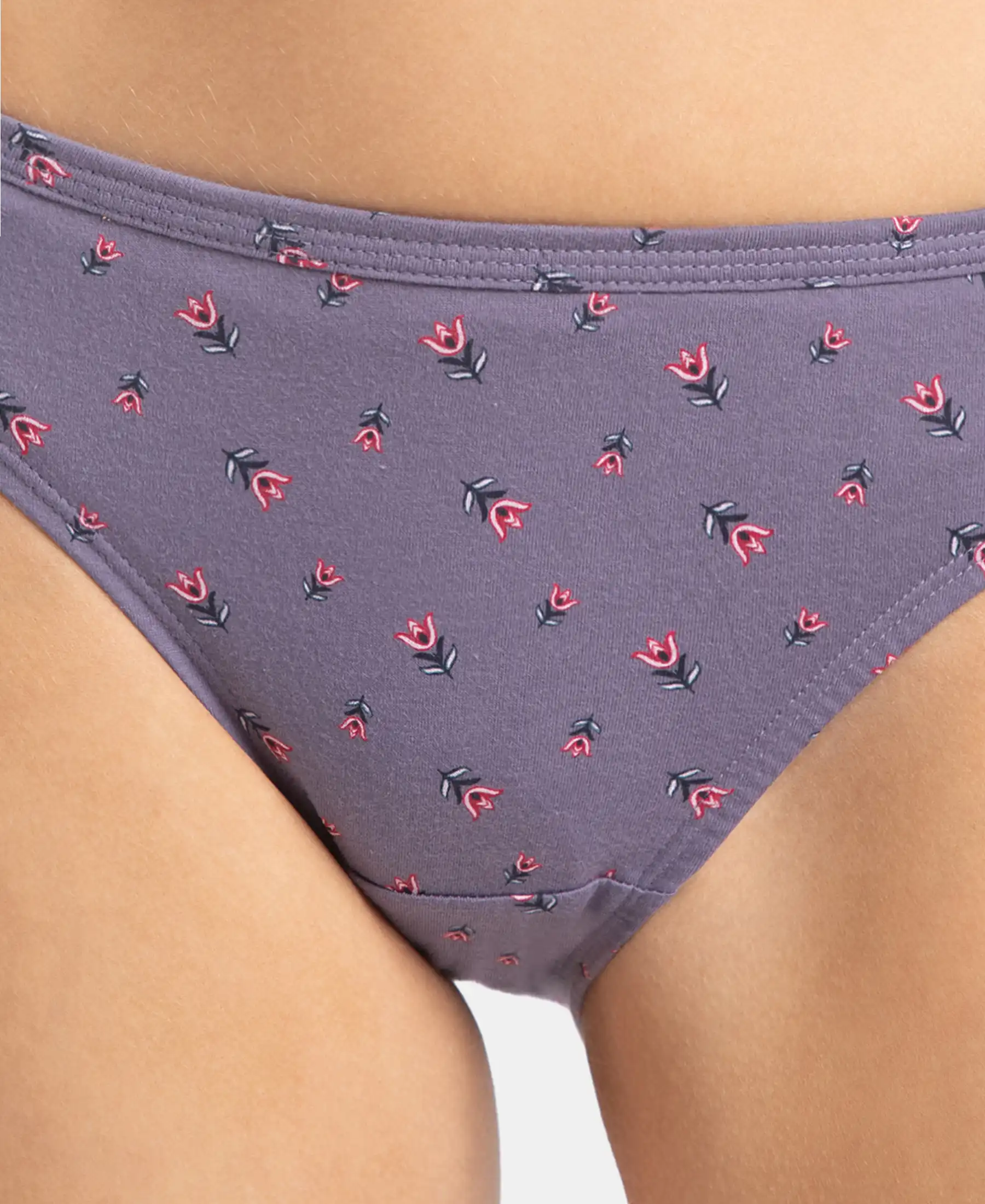 Medium Coverage Super Combed Cotton Bikini with Concealed Waistband and StayFresh Treatment - Dark Prints (Pack of 5) - Image 24