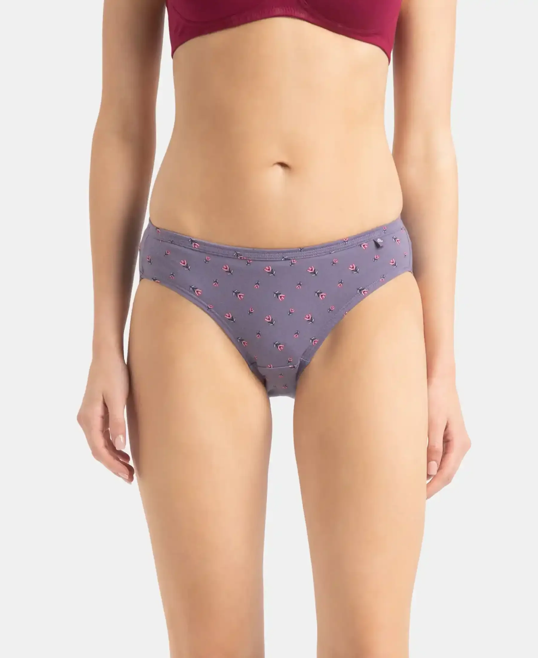 Medium Coverage Super Combed Cotton Bikini with Concealed Waistband and StayFresh Treatment - Dark Prints (Pack of 5) - Image 3