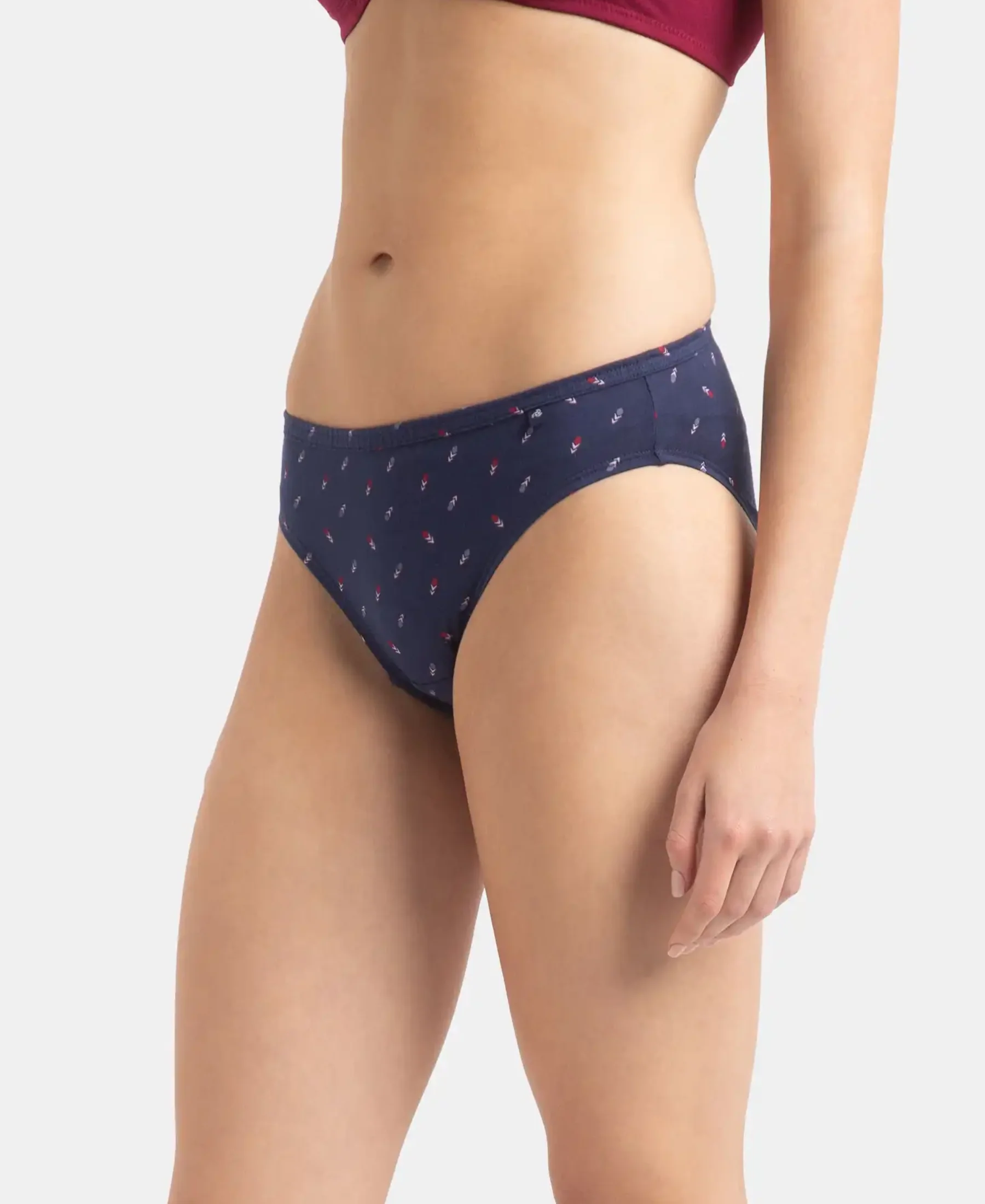 Medium Coverage Super Combed Cotton Bikini with Concealed Waistband and StayFresh Treatment - Dark Prints (Pack of 5) - Image 6