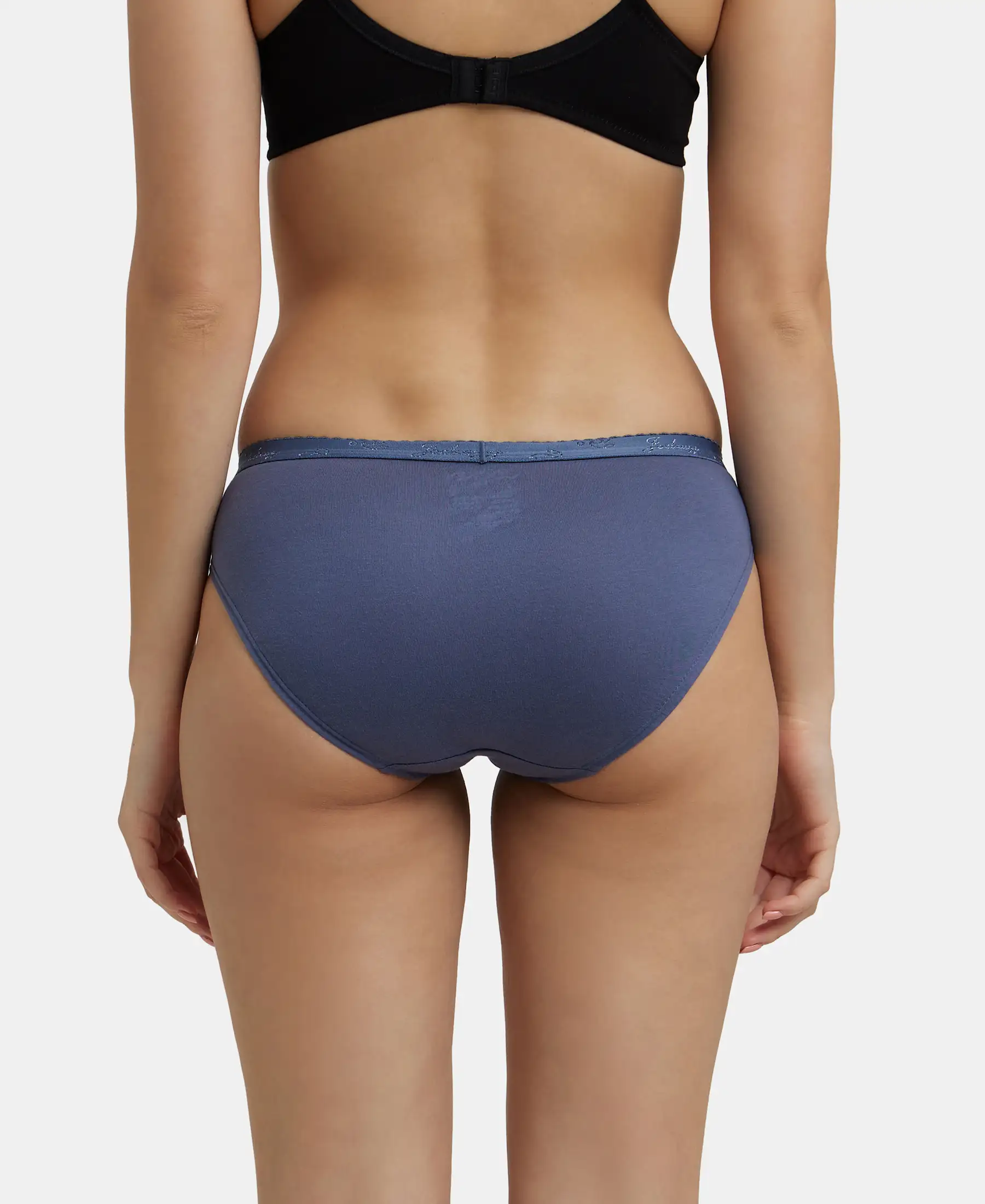 Medium Coverage Super Combed Cotton Bikini With Exposed Waistband and StayFresh Treatment - Dark Assorted (Pack of 2) - Image 3