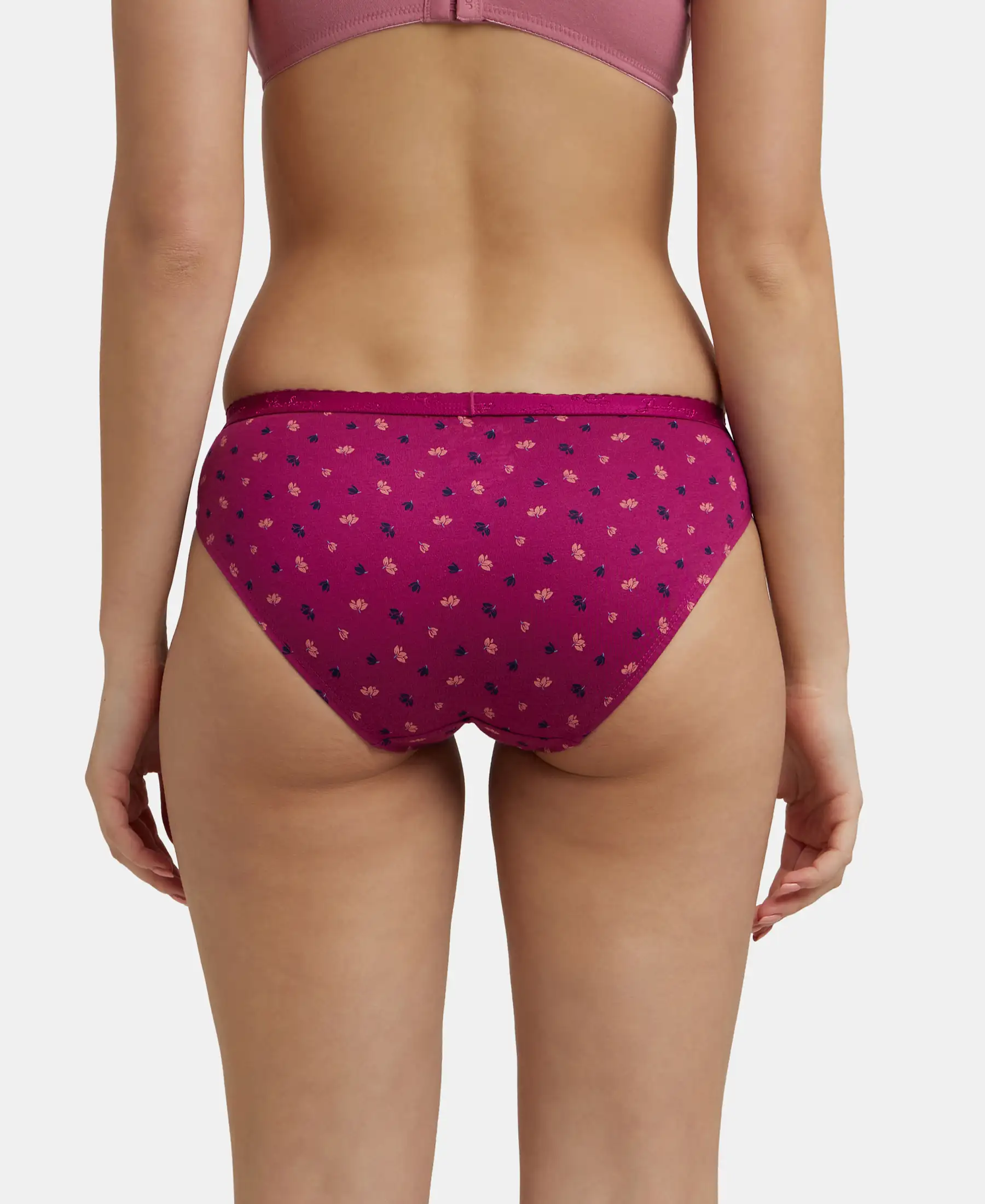Medium Coverage Super Combed Cotton Bikini With Exposed Waistband and StayFresh Treatment - Dark Prints (Pack of 3) - Image 14